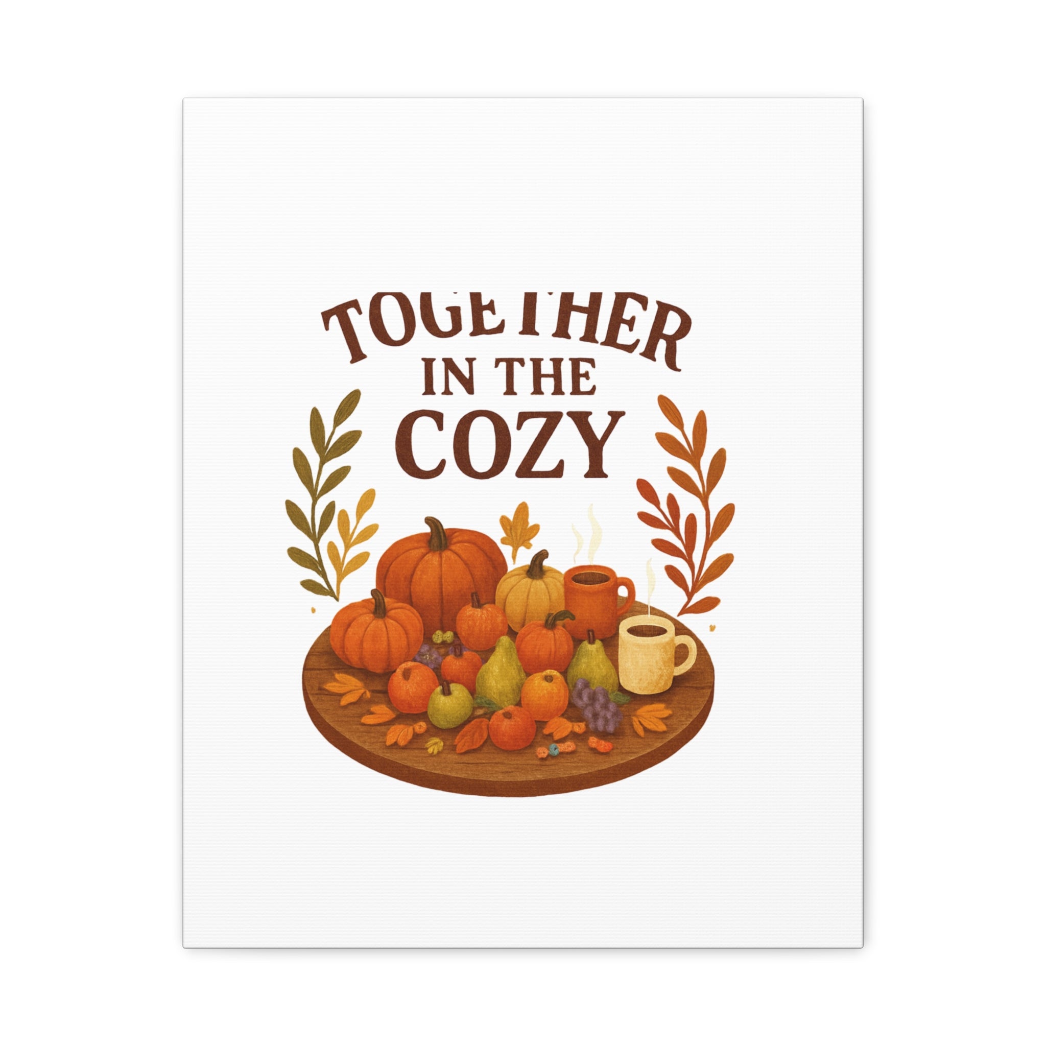 Fall Harvest Cozy Canvas Wall Art – "In The Cozy" Pumpkin & Coffee Autumn Decor