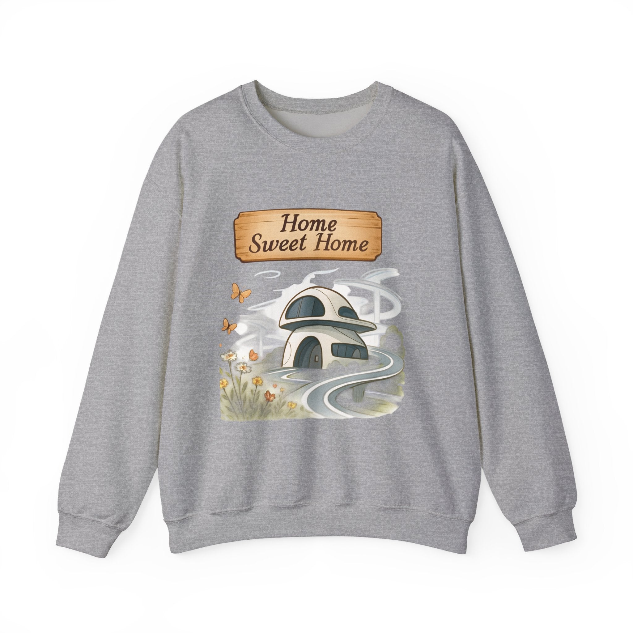 Crewneck Sweatshirt — “Home Sweet Home” Cozy Cottage Graphic