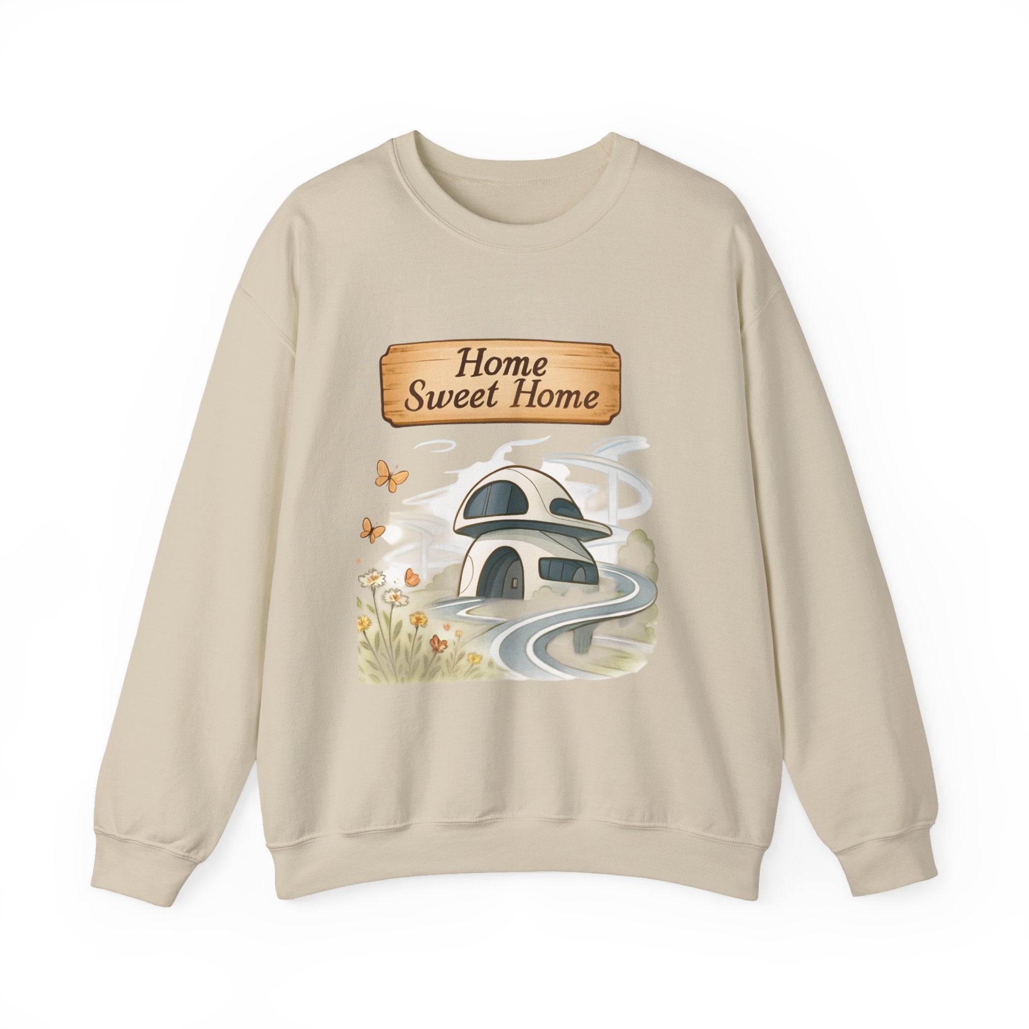 Crewneck Sweatshirt — “Home Sweet Home” Cozy Cottage Graphic