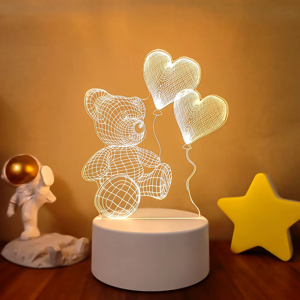 Transform Your Space with the 3D LED Night Light - A Creative Illusion Lamp for Home Decor