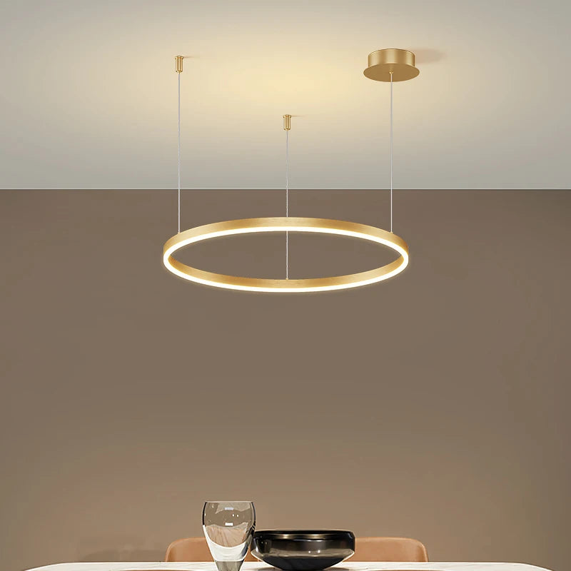 Elegant Modern LED Circular Ring Chandelier for Living Room, Bedroom, and Dining Room - Dimmable Lighting Decor