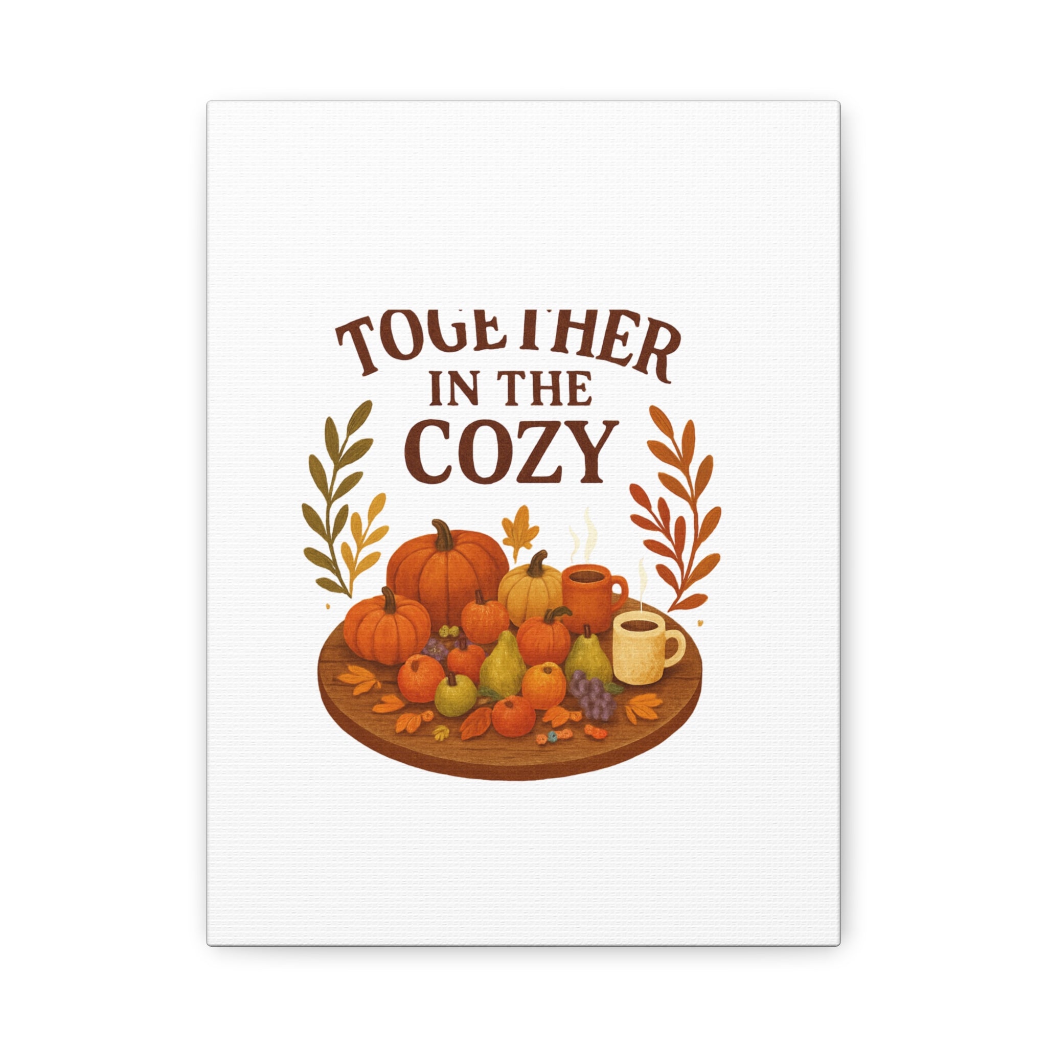 Fall Harvest Cozy Canvas Wall Art – "In The Cozy" Pumpkin & Coffee Autumn Decor