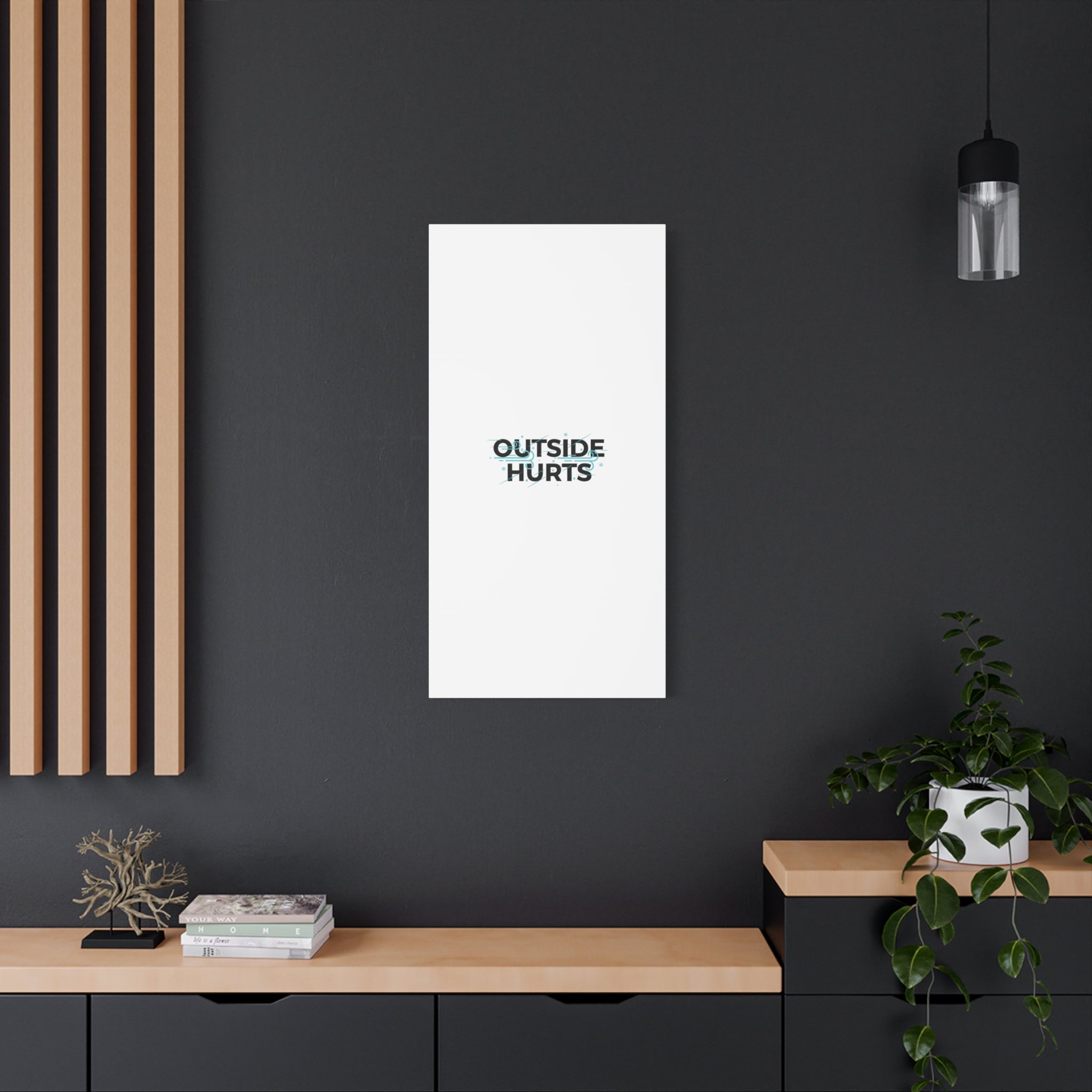 OUTSIDE HURTS Canvas Wall Art | Wind-Chill Minimalism, winter meme