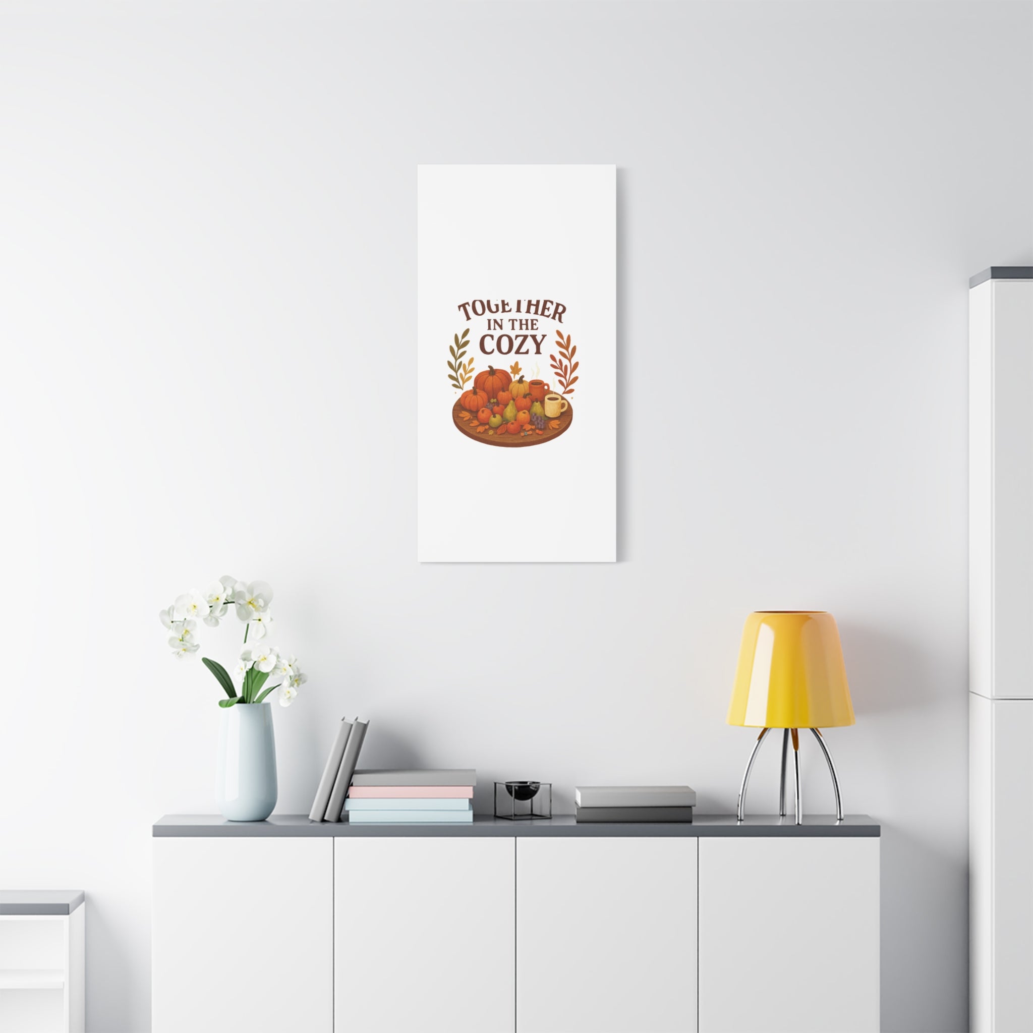 Fall Harvest Cozy Canvas Wall Art – "In The Cozy" Pumpkin & Coffee Autumn Decor