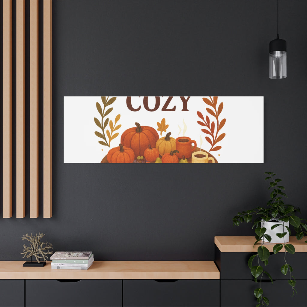 Fall Harvest Cozy Canvas Wall Art – "In The Cozy" Pumpkin & Coffee Autumn Decor