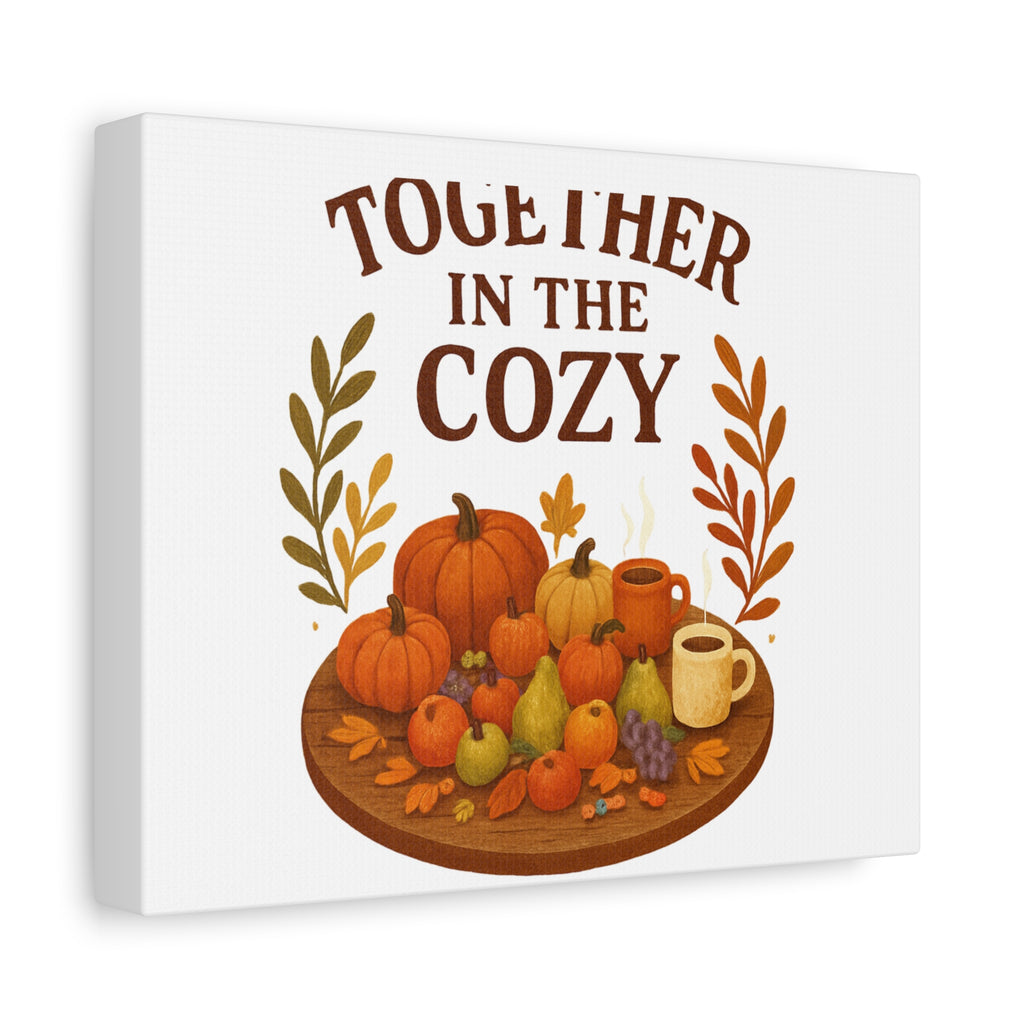 Fall Harvest Cozy Canvas Wall Art – "In The Cozy" Pumpkin & Coffee Autumn Decor