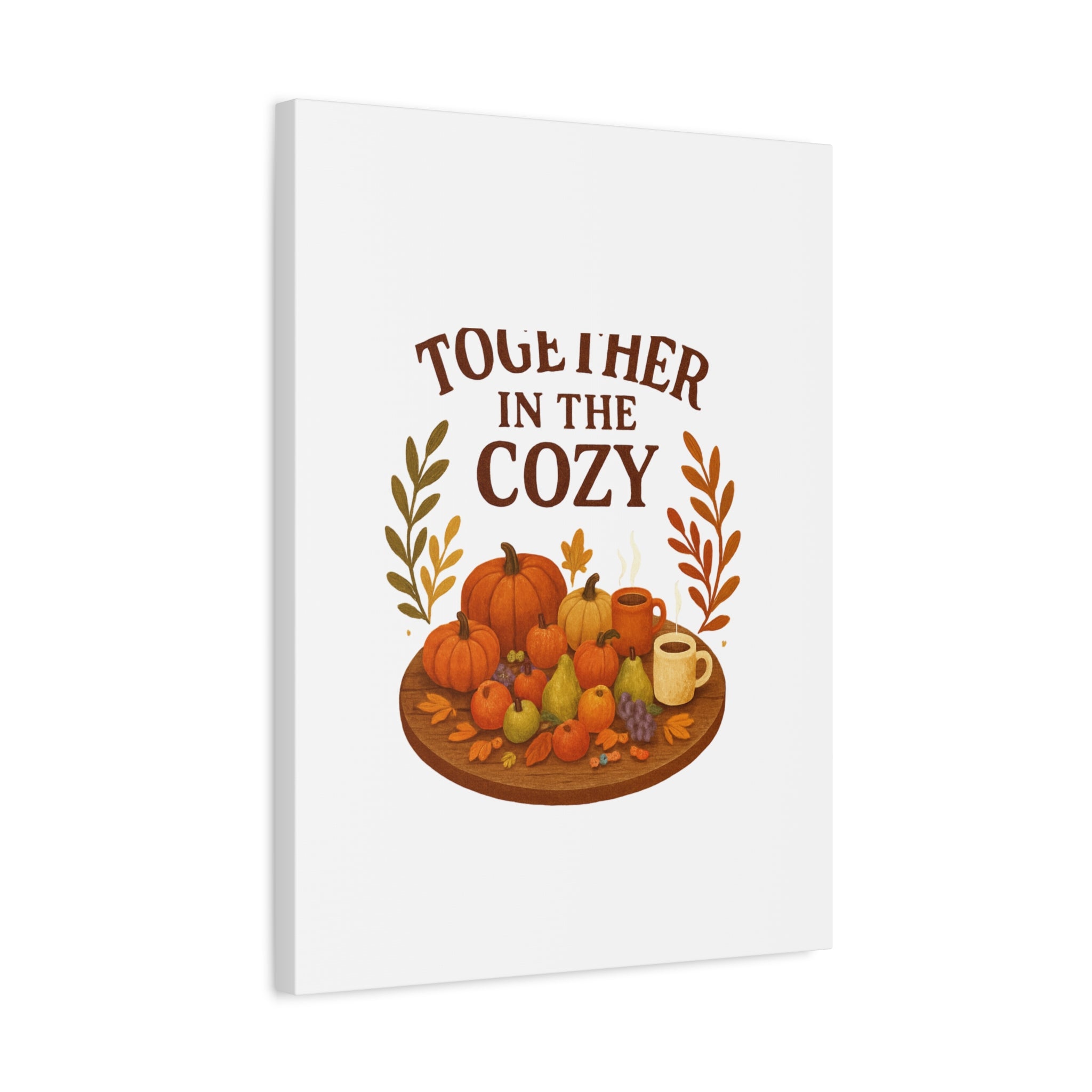 Fall Harvest Cozy Canvas Wall Art – "In The Cozy" Pumpkin & Coffee Autumn Decor