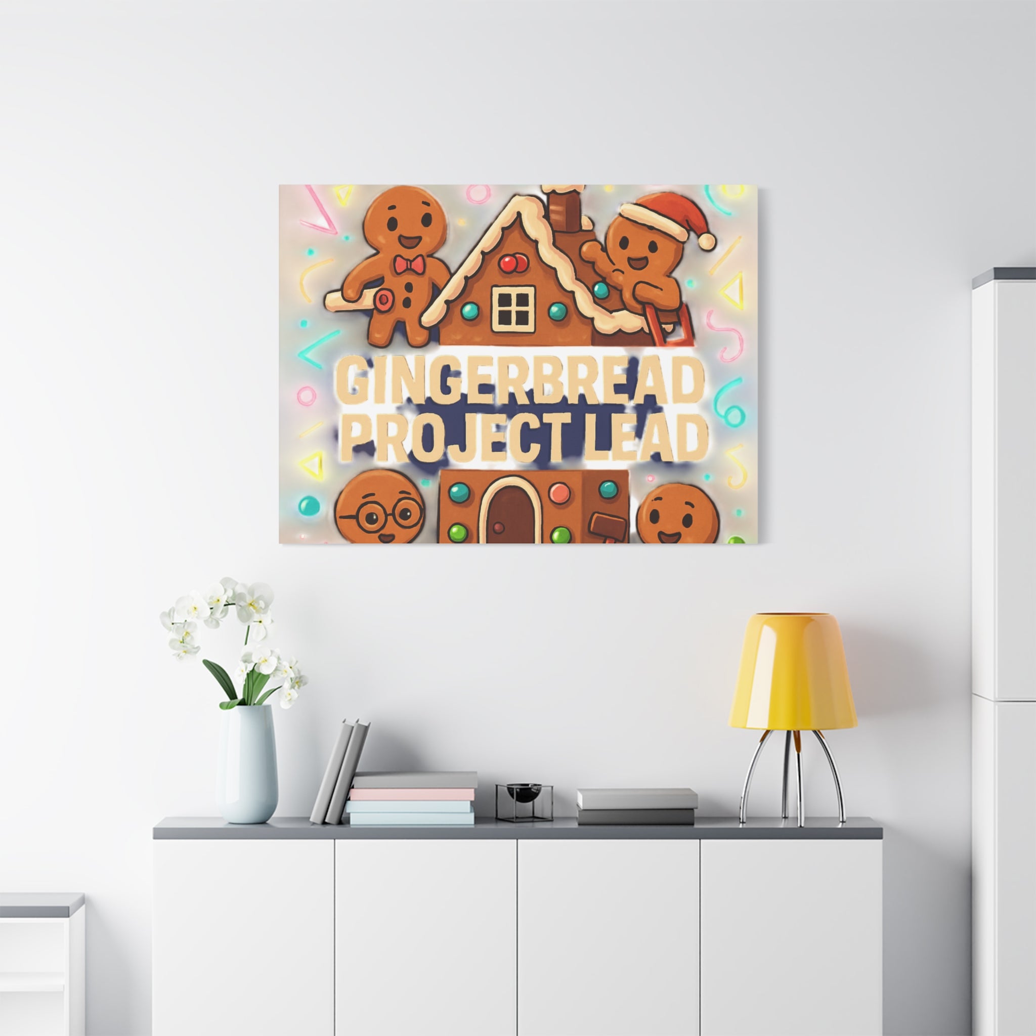 Gingerbread Project Lead Canvas Art — Holiday Kitchen Wall Decor