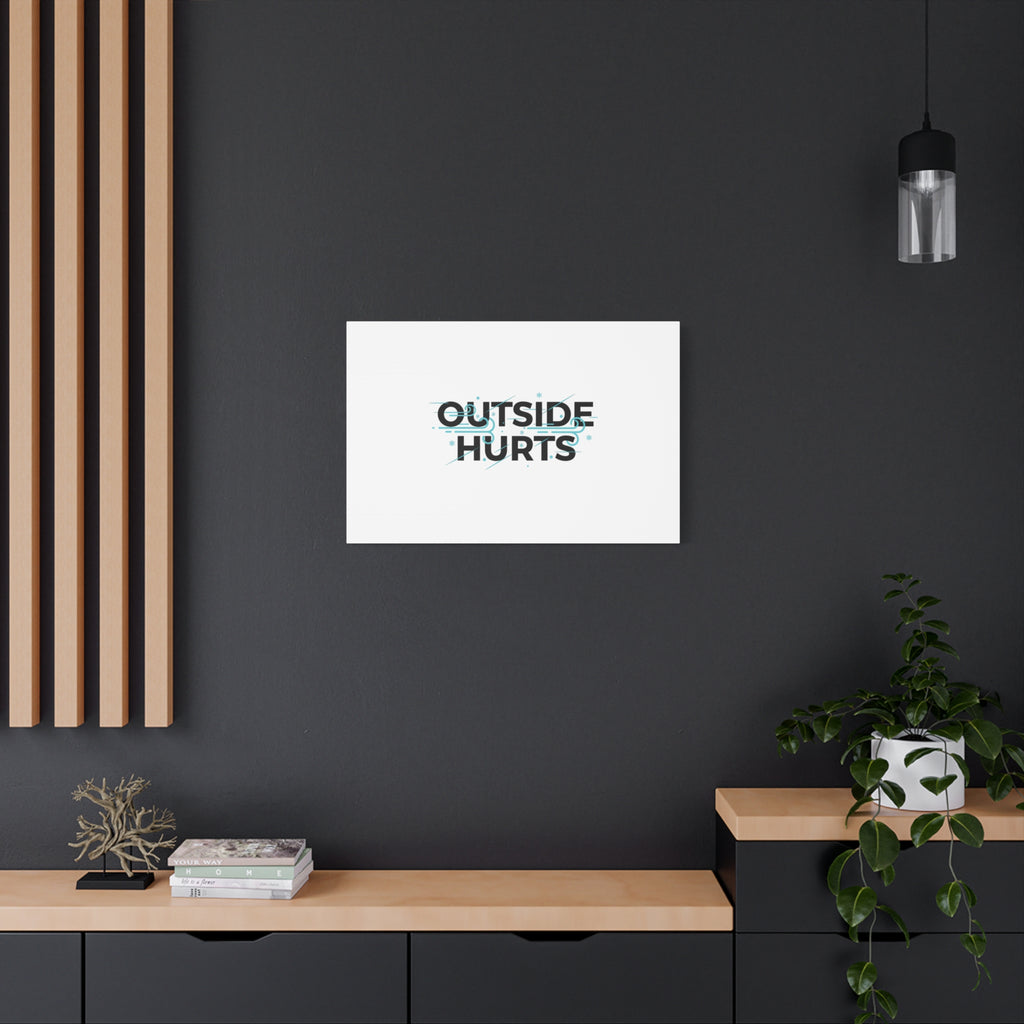 OUTSIDE HURTS Canvas Wall Art | Wind-Chill Minimalism, winter meme