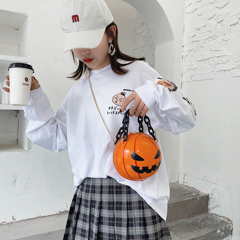Spooktacular Halloween Pumpkin Handbags with Chain Strap - Fun and Functional Shoulder Bags for Kids and Adults