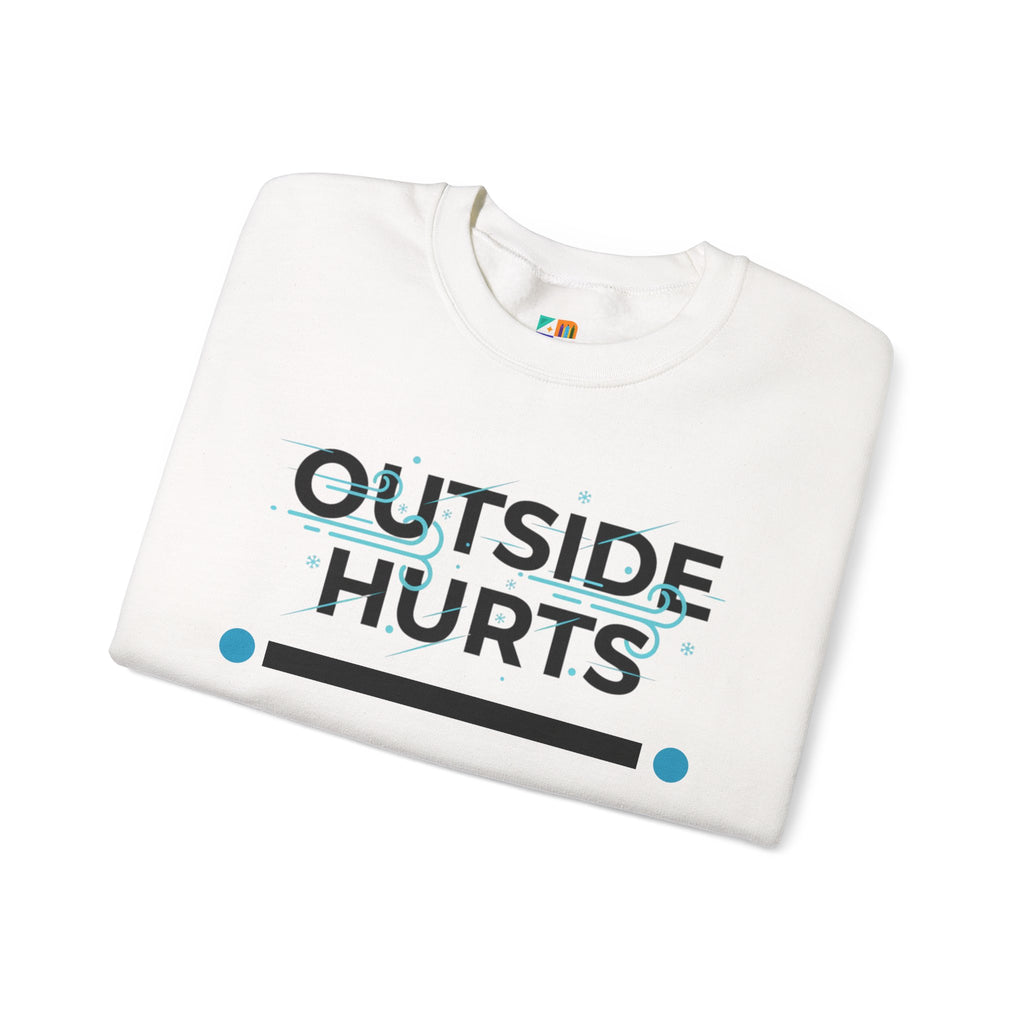 OUTSIDE HURTS Sweatshirt | Winter meme, Cold humor minimalist crewneck