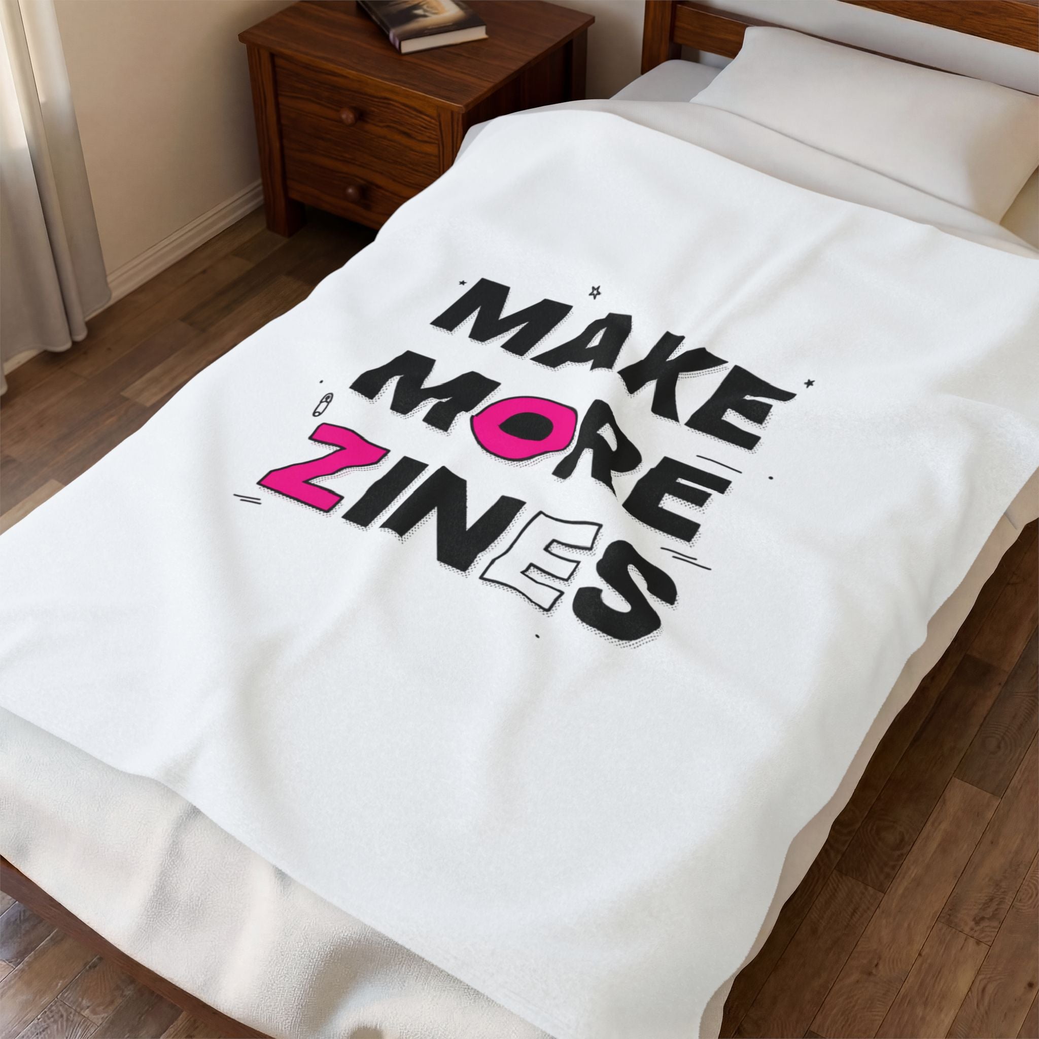 Make More Zines Blanket | ransom collage, zine style cutout letters