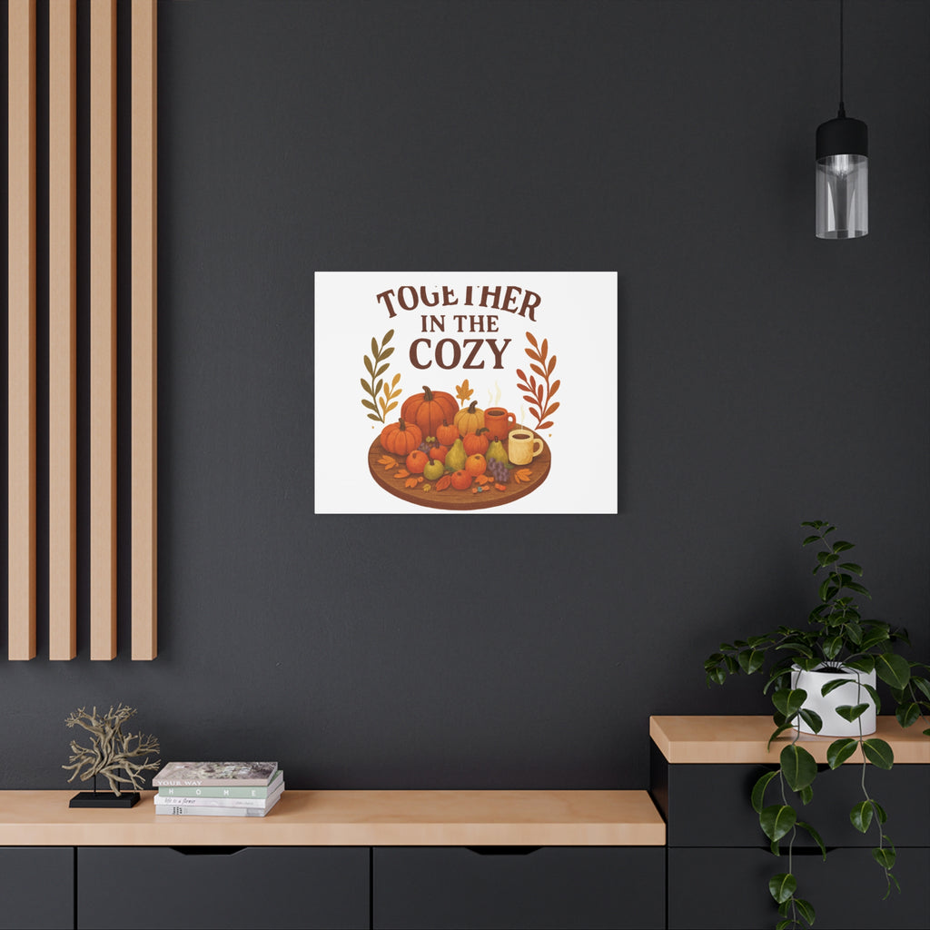 Fall Harvest Cozy Canvas Wall Art – "In The Cozy" Pumpkin & Coffee Autumn Decor