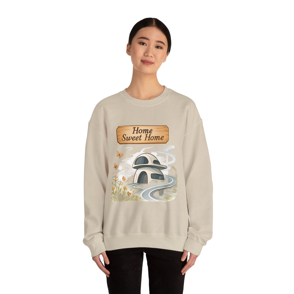 Crewneck Sweatshirt — “Home Sweet Home” Cozy Cottage Graphic