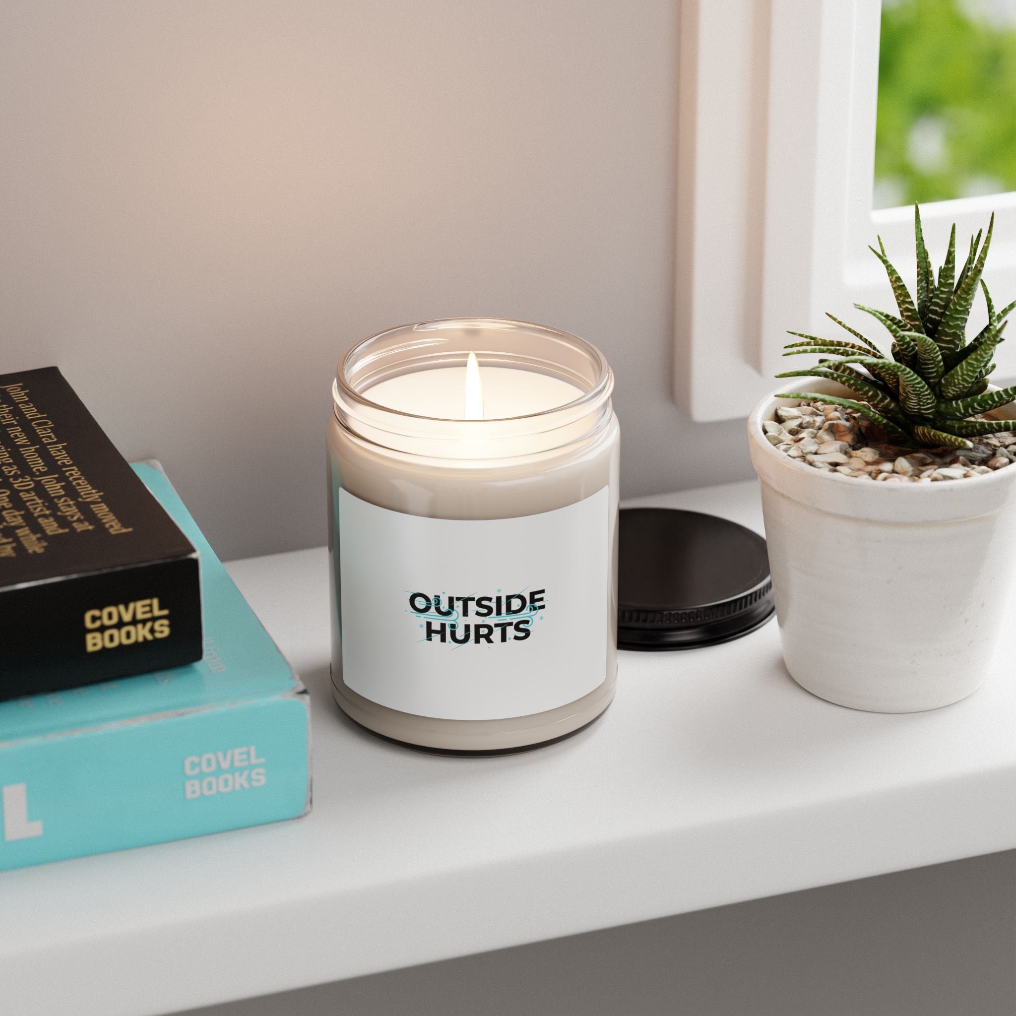 OUTSIDE HURTS Soy Candle, Minimalist Winter Meme, Cold Humor