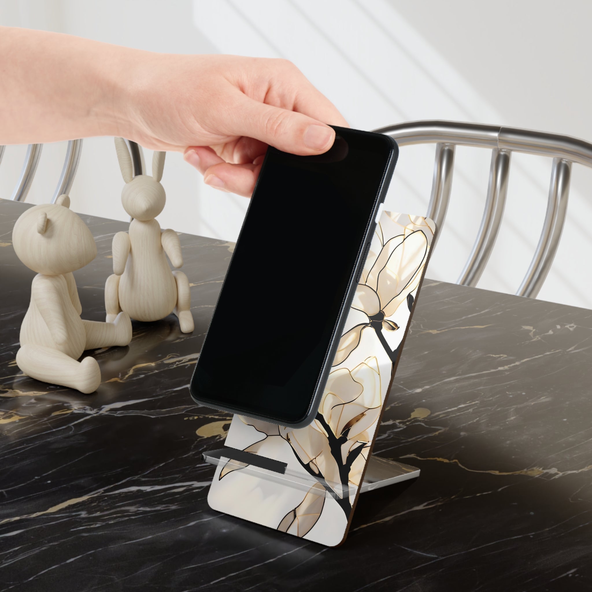 Stylish Floral Smartphone Stand, Elegant Phone Holder for Home and Office, Perfect Gift for Tech Lovers, Mother's Day, Birthday, Desk Decor