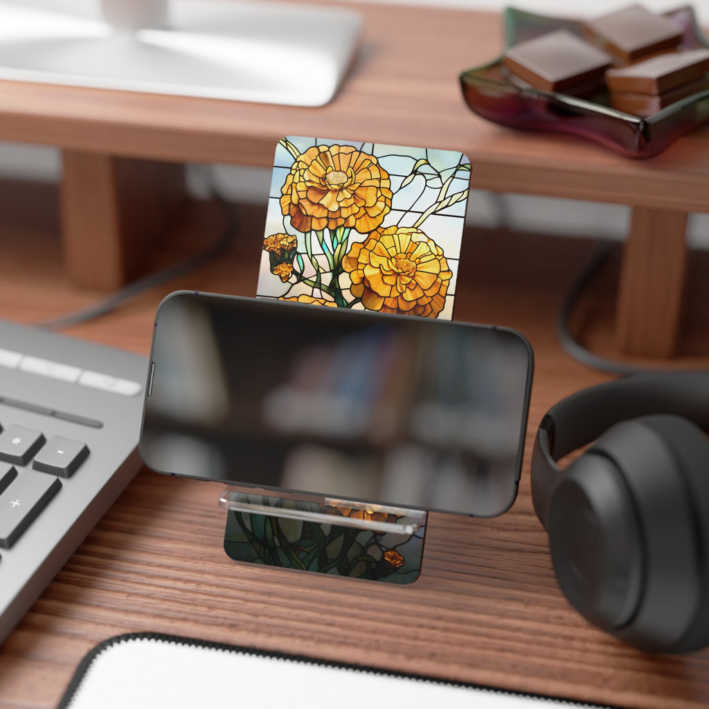 Artistic Smartphone Display Stand, Floral Phone Holder, Stained Glass Phone Stand, Desk Organizer, Decorative Smartphone Holder