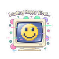 Loading Happy Vibes Pixel Monitor Sticker | Y2K Retro Tech Nostalgia