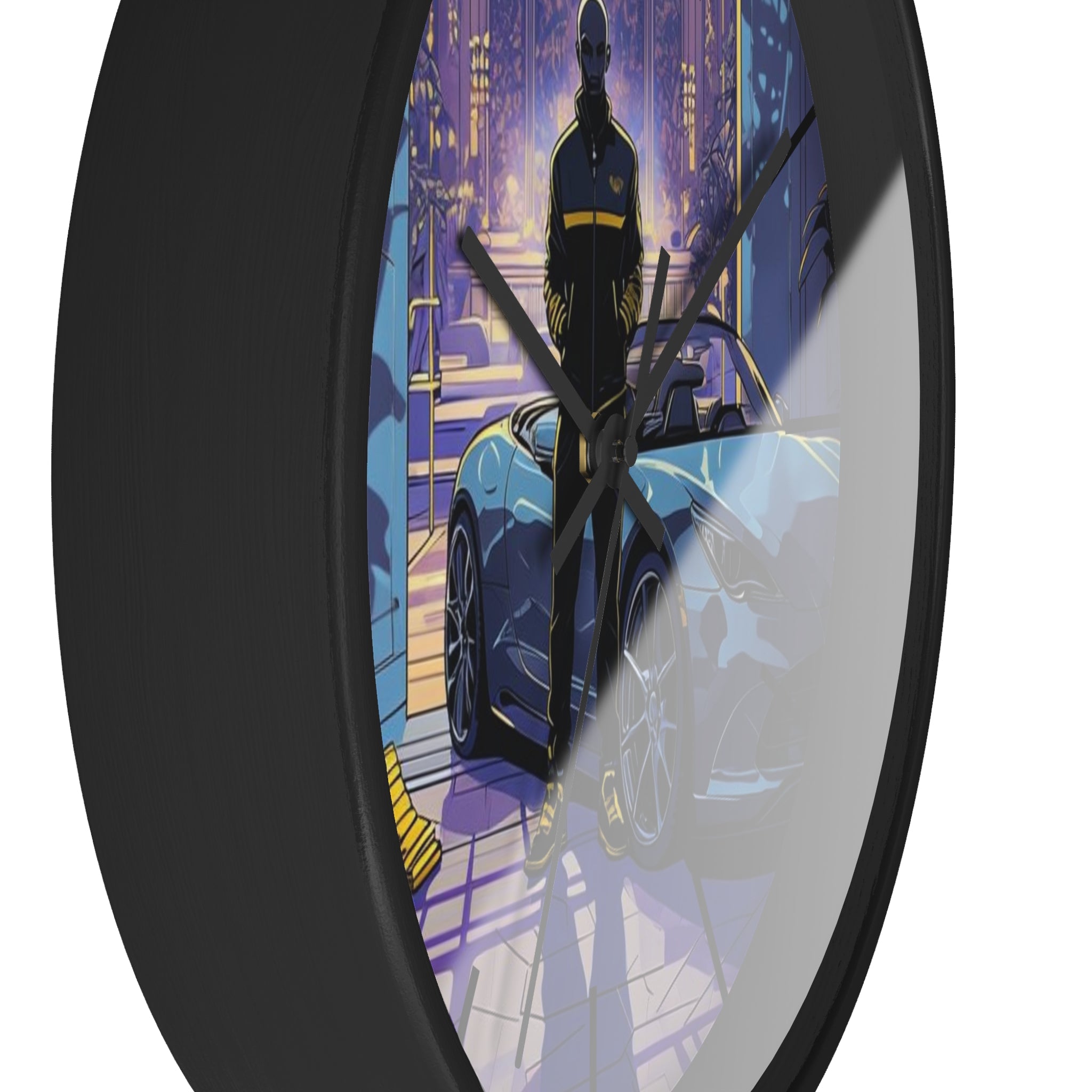 Luxury Sports Car Wall Clock — Modern Gangster Mansion Scene