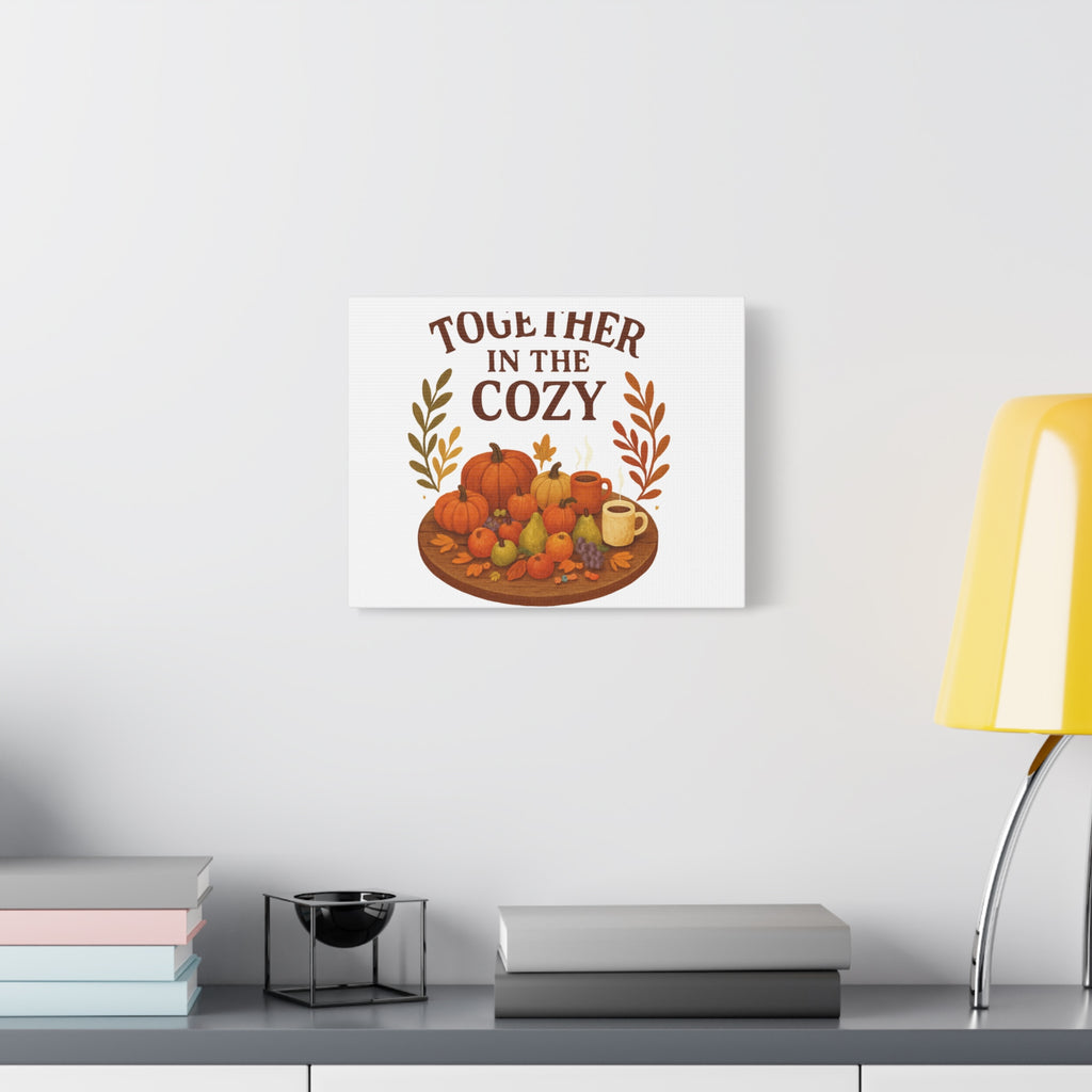 Fall Harvest Cozy Canvas Wall Art – "In The Cozy" Pumpkin & Coffee Autumn Decor