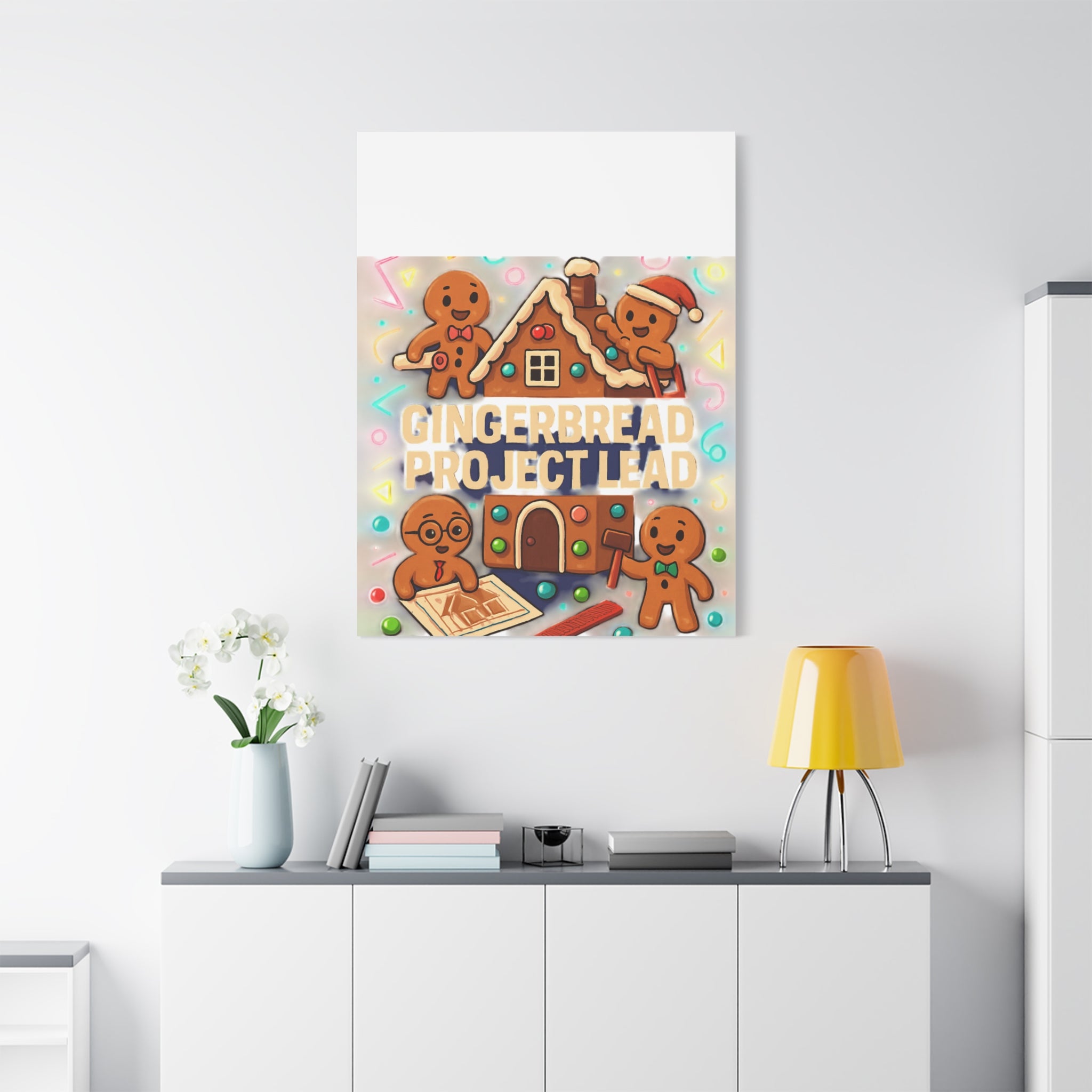 Gingerbread Project Lead Canvas Art — Holiday Kitchen Wall Decor