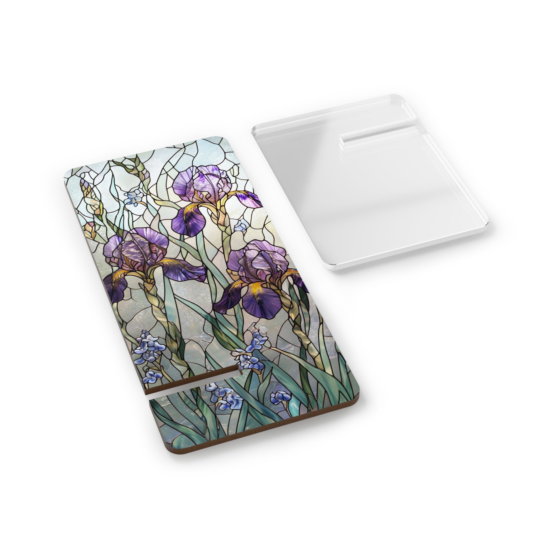 Stained Glass Smartphone Stand, Decorative Mobile Holder, Elegant Gift, Home Office Decor, Floral Design, Desk Accessory