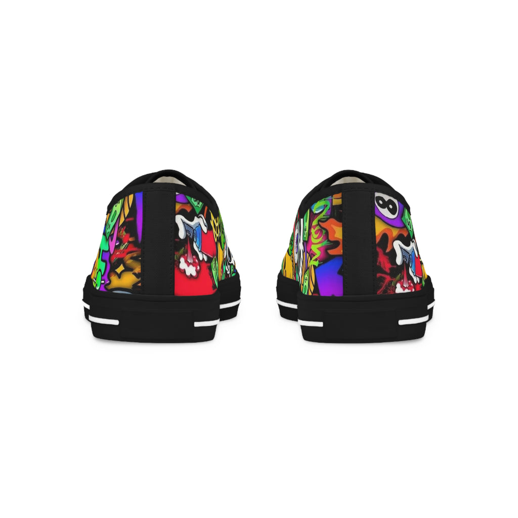 Men's Low Top Sneakers — Colorful Day of the Dead Skull Street Art Design