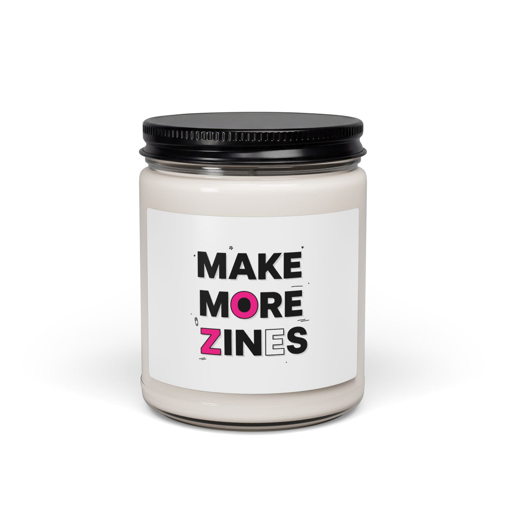 MAKE MORE ZINES Candle | Soy Jar, Cut-and-Paste Ransom Collage, Indie Zine Style