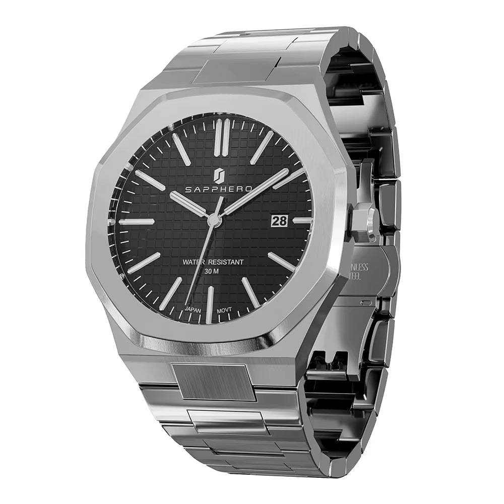 Elevate Your Style with the SAPPHERO Men's Classic Business Stainless Steel Watch featuring Japanese Precision and Versatile Functionality