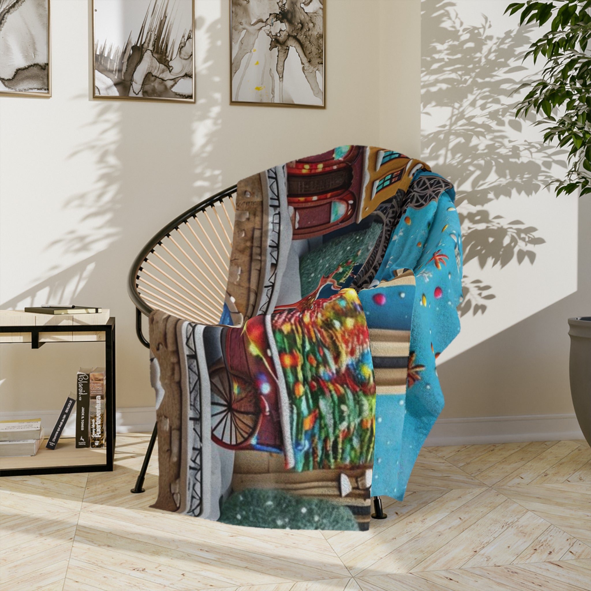 Christmas Paris Holiday Blanket — Eiffel Tower & Notre-Dame Winter Scene Velveteen Throw