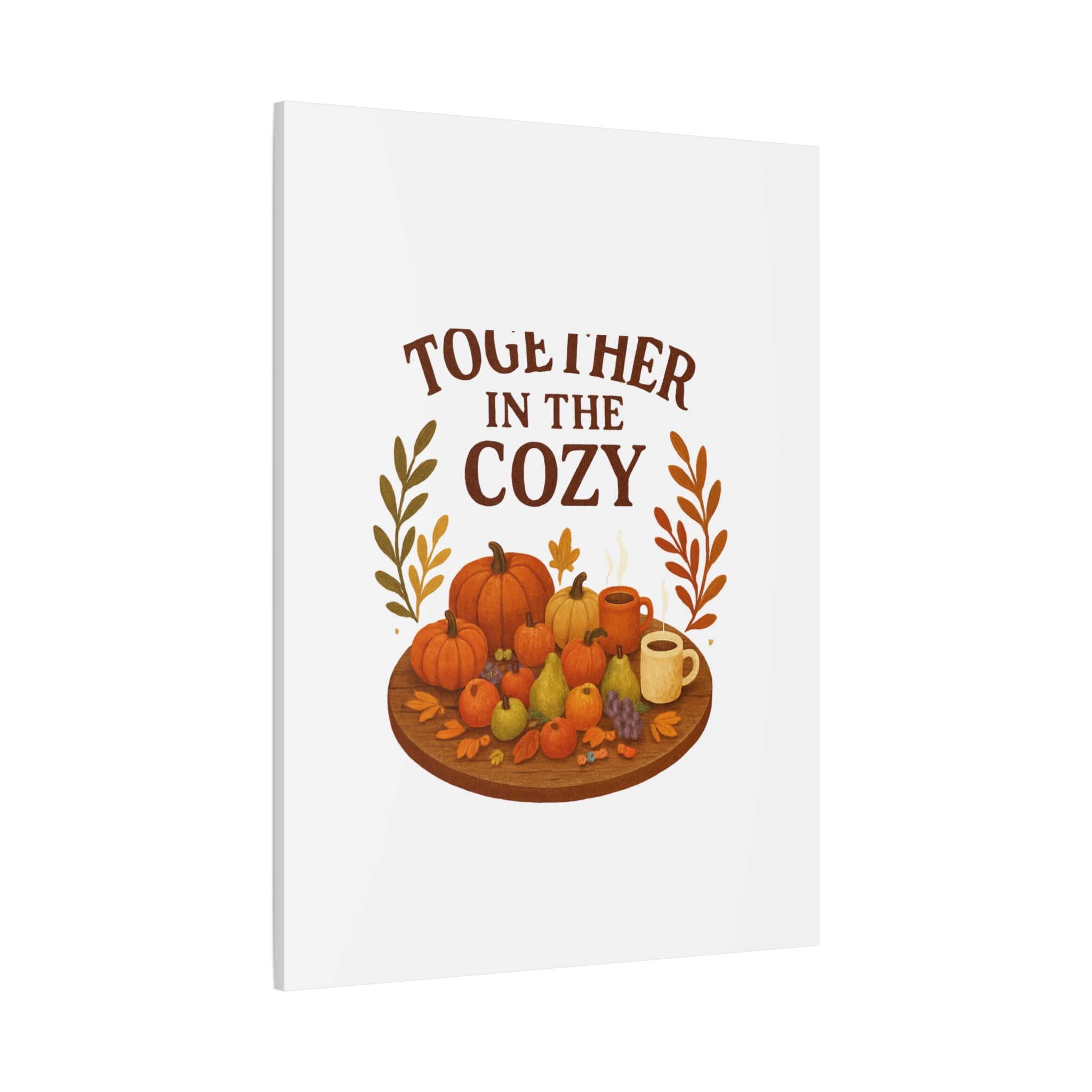 Fall Harvest Cozy Canvas Wall Art – "In The Cozy" Pumpkin & Coffee Autumn Decor
