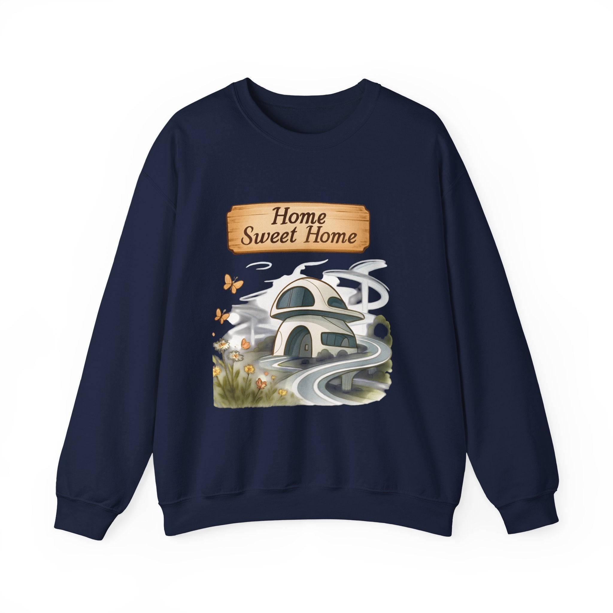 Crewneck Sweatshirt — “Home Sweet Home” Cozy Cottage Graphic