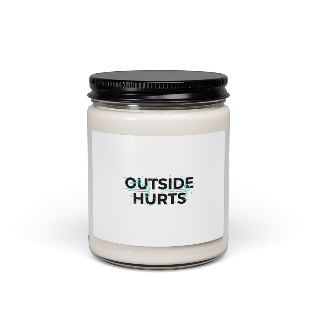 OUTSIDE HURTS Soy Candle, Minimalist Winter Meme, Cold Humor