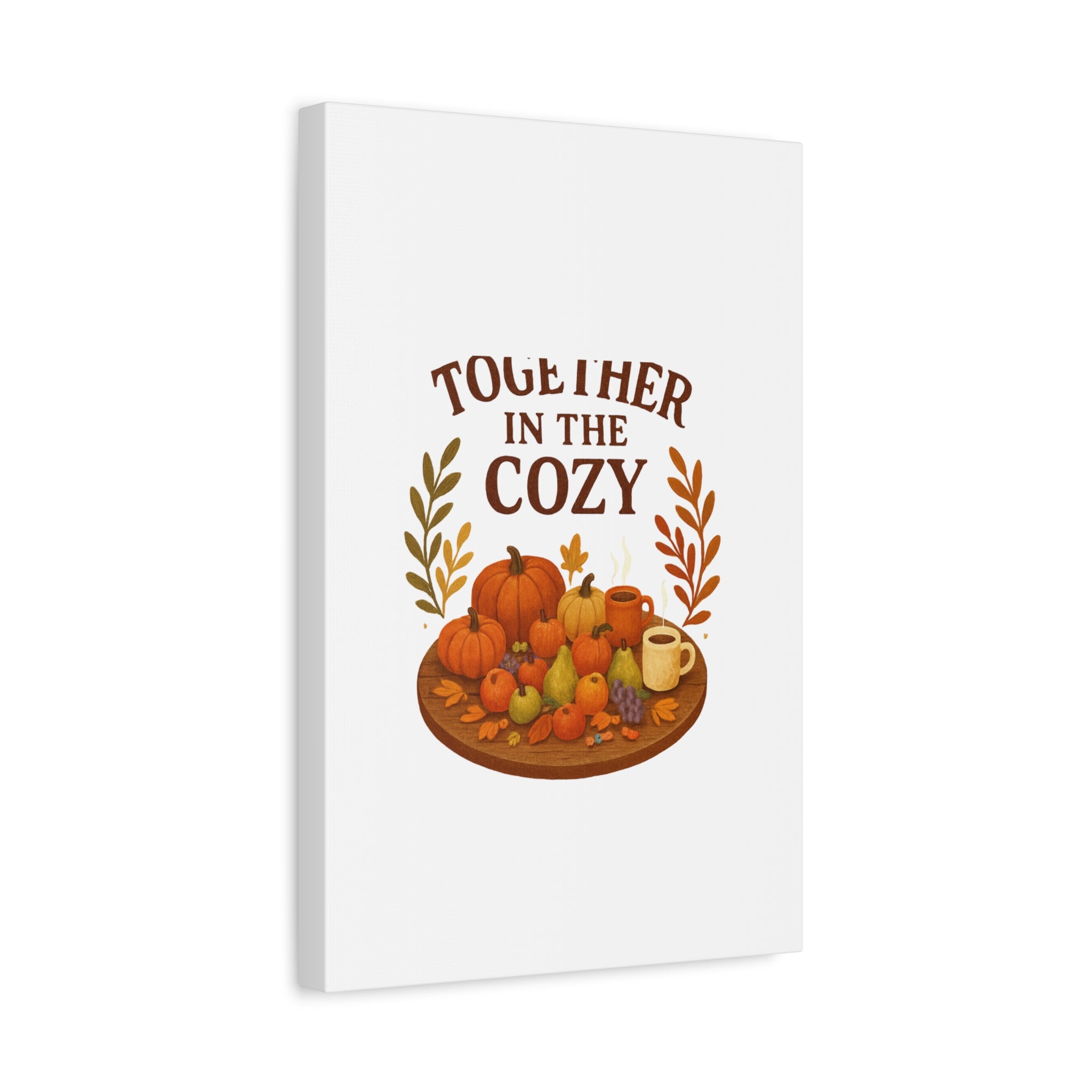 Fall Harvest Cozy Canvas Wall Art – "In The Cozy" Pumpkin & Coffee Autumn Decor