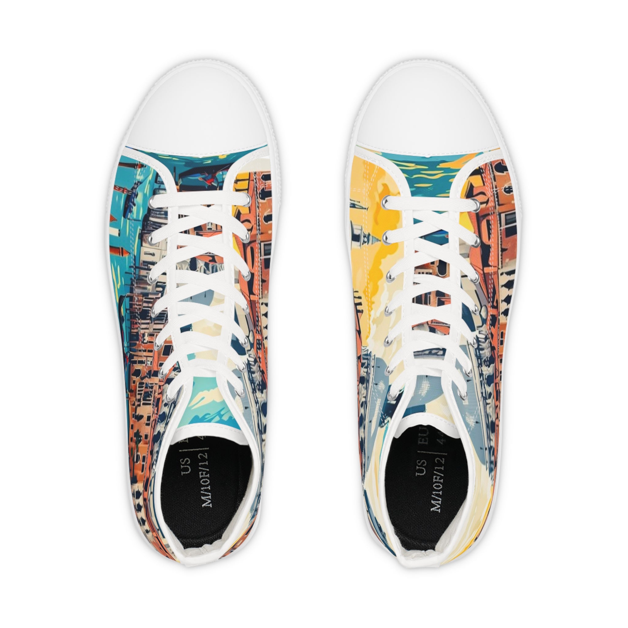 Artistic High Top Sneakers, Stylish High-Top Shoes, Unique Sneakers for Men, Fashion Footwear for Urban Style, Colorful Casual Sneakers