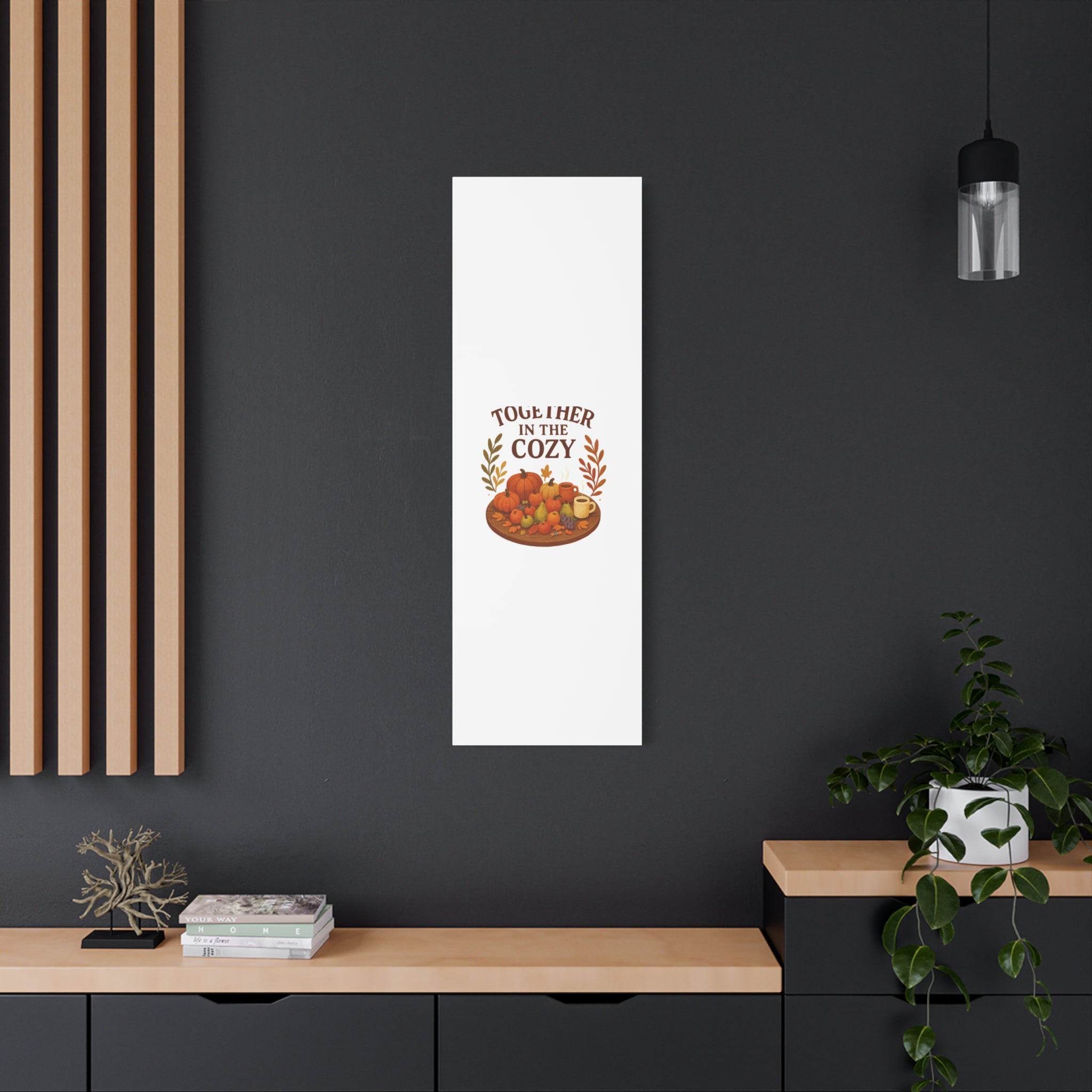 Fall Harvest Cozy Canvas Wall Art – "In The Cozy" Pumpkin & Coffee Autumn Decor