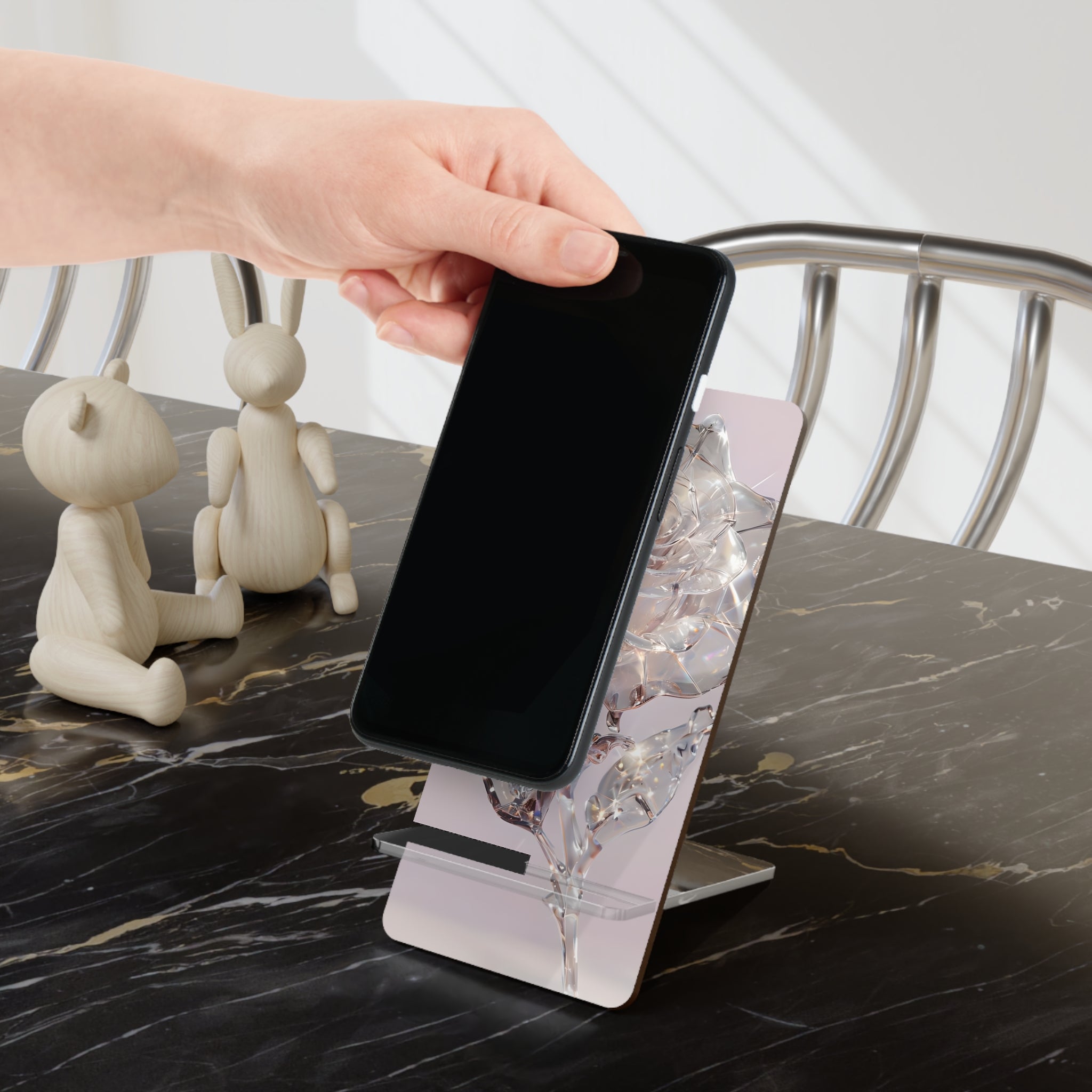 Elegant Floral Smartphone Stand, Crystal Rose Display Holder, Desk Organizer, Gift for Her, Home Decor, Phone Accessory