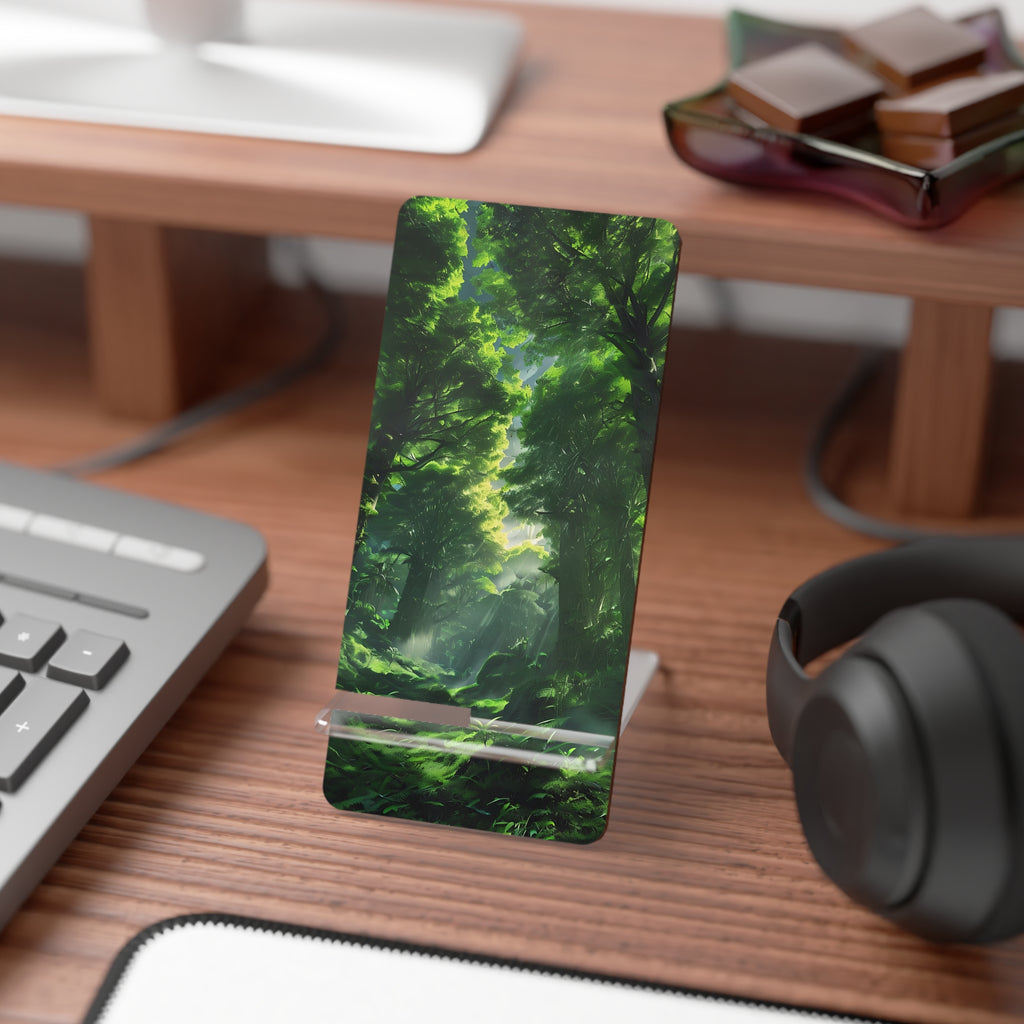 Forest-Themed Mobile Display Stand, Phone Holder, Desk Organizer, Eco-Friendly Gift, Nature Decor, Perfect for Home & Office