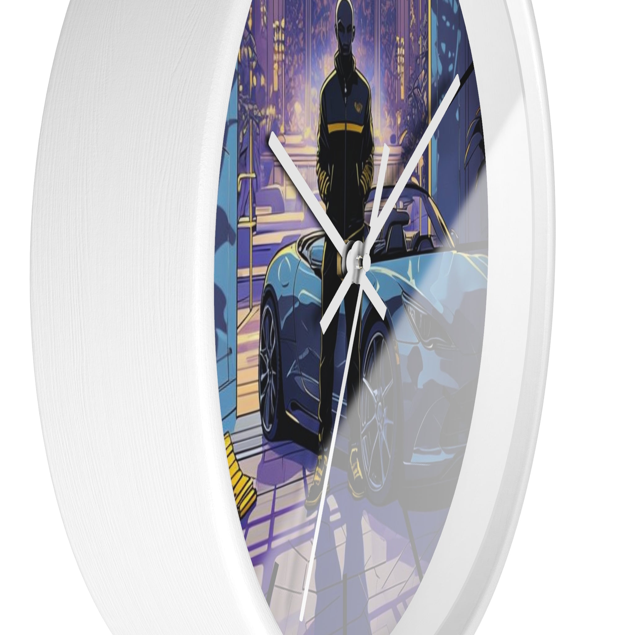 Luxury Sports Car Wall Clock — Modern Gangster Mansion Scene