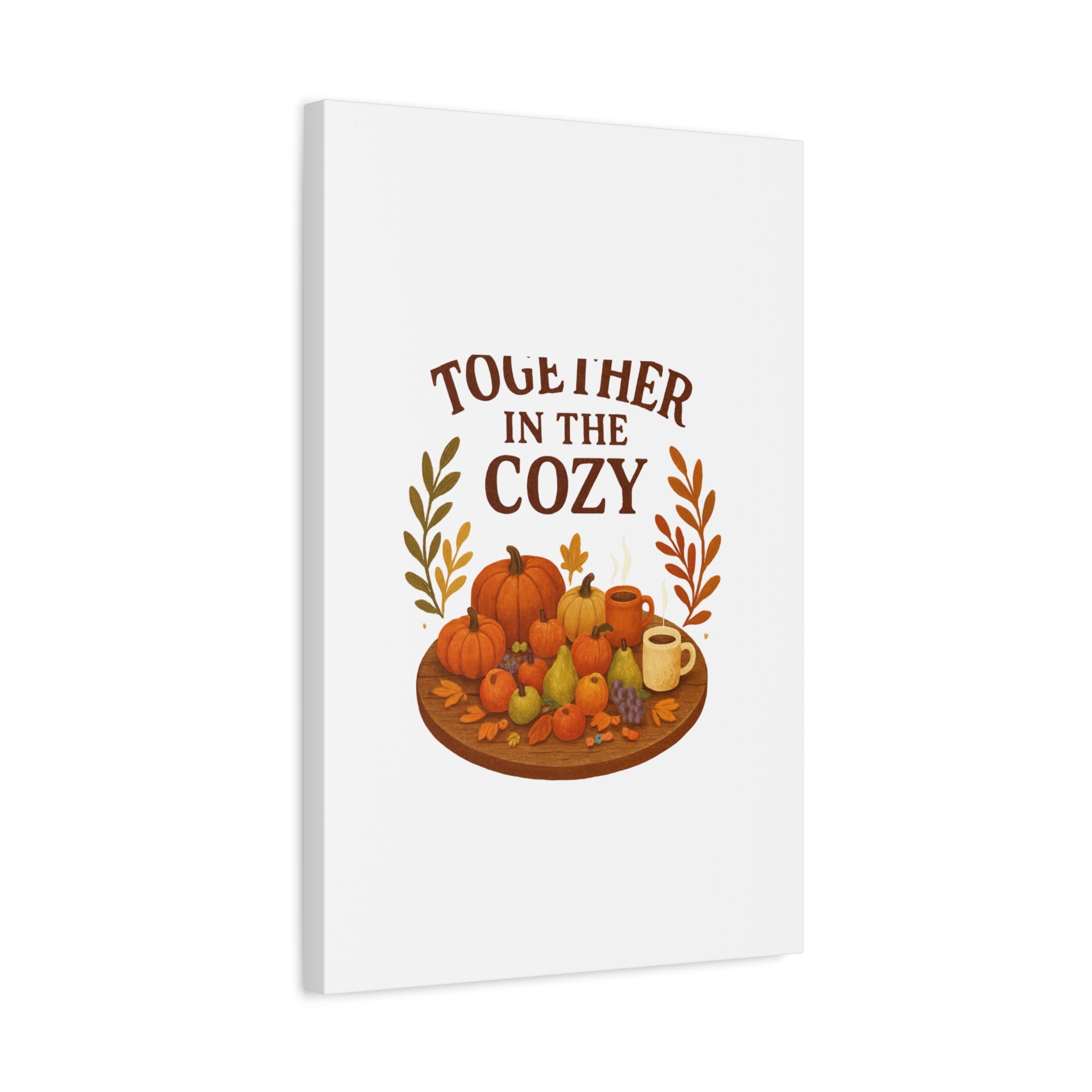 Fall Harvest Cozy Canvas Wall Art – "In The Cozy" Pumpkin & Coffee Autumn Decor