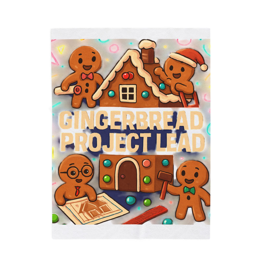 Velveteen Blanket — "Gingerbread Project Lead" Holiday Plush Throw