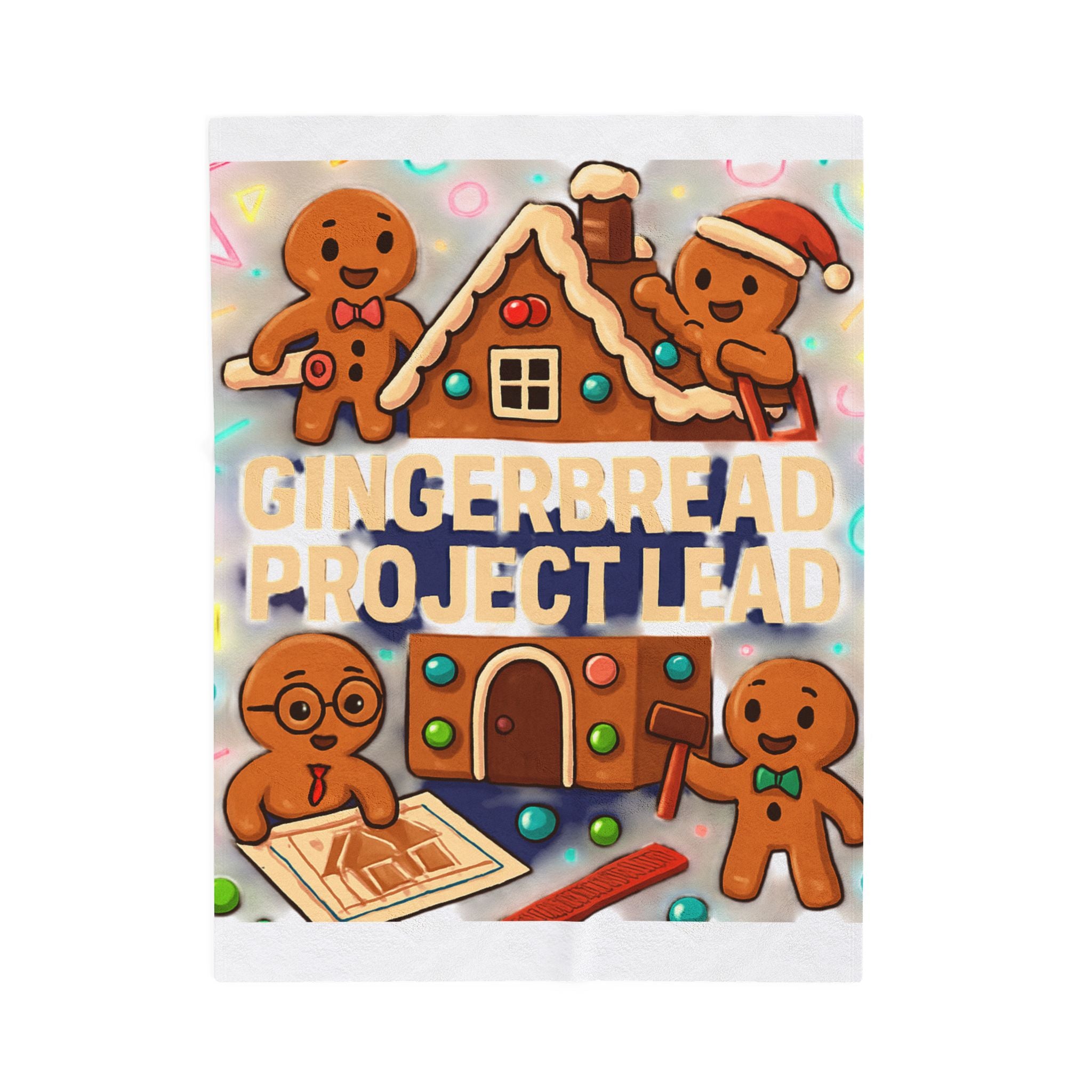 Velveteen Blanket — "Gingerbread Project Lead" Holiday Plush Throw