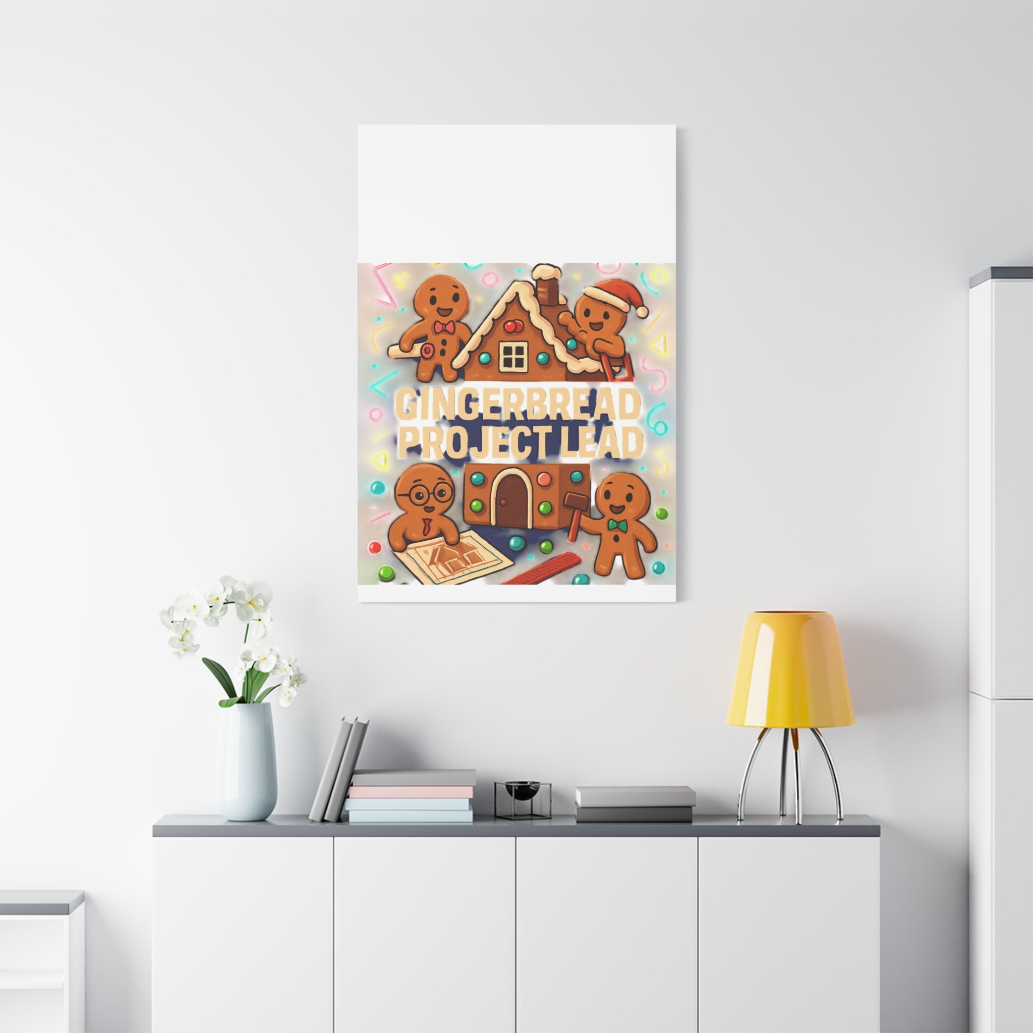 Gingerbread Project Lead Canvas Art — Holiday Kitchen Wall Decor