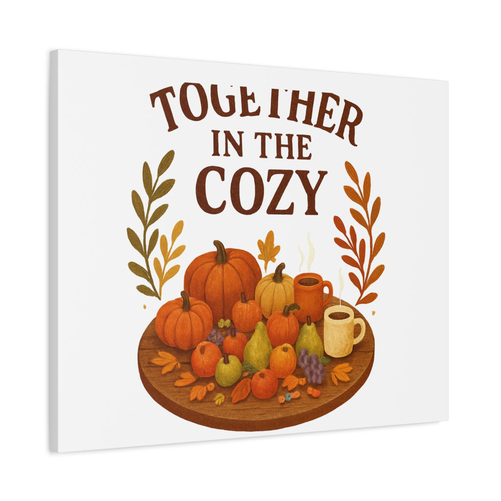 Fall Harvest Cozy Canvas Wall Art – "In The Cozy" Pumpkin & Coffee Autumn Decor