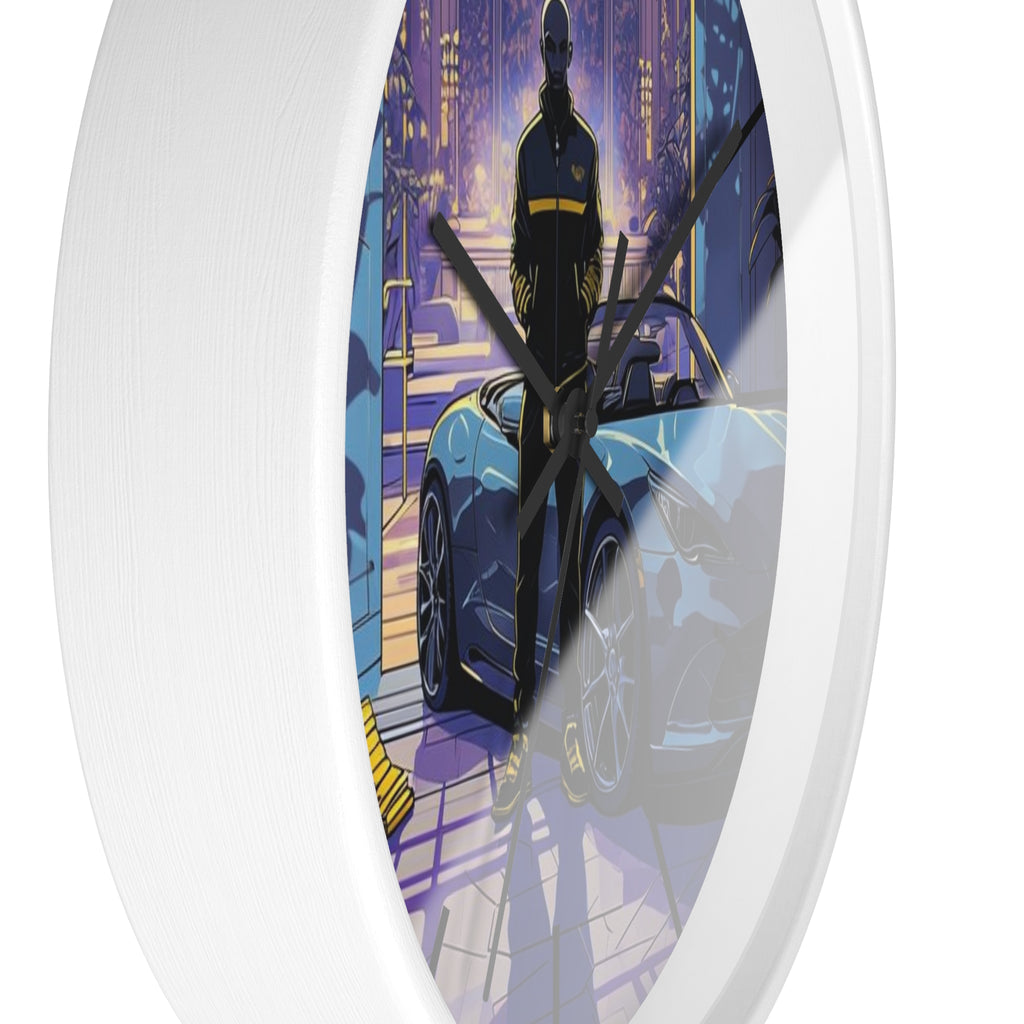 Luxury Sports Car Wall Clock — Modern Gangster Mansion Scene