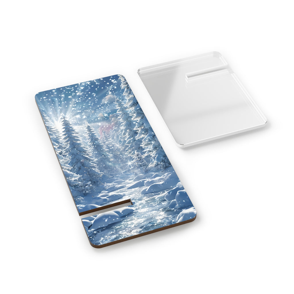 Winter-themed Mobile Display Stand for Smartphones, Nature Decor, Phone Holder, Desk Accessory, Gift for Nature Lovers, Christmas