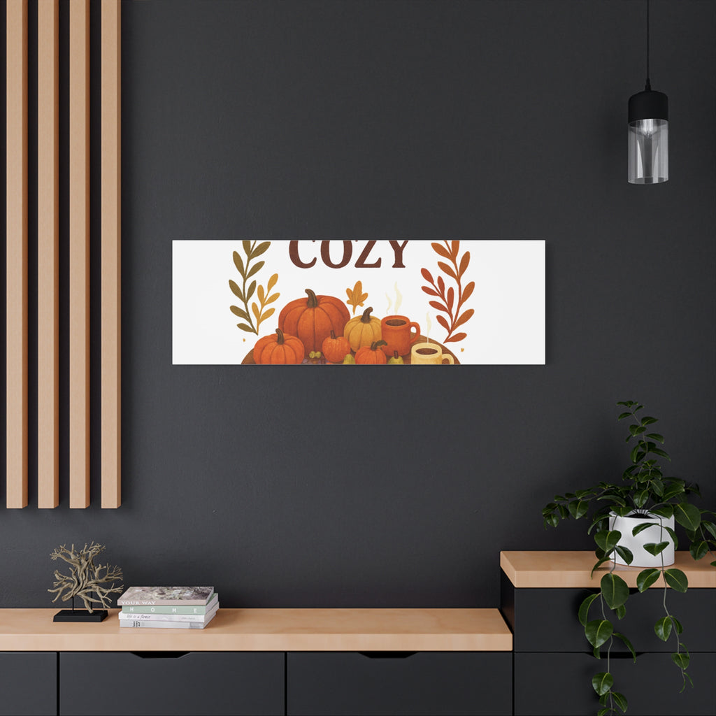 Fall Harvest Cozy Canvas Wall Art – "In The Cozy" Pumpkin & Coffee Autumn Decor