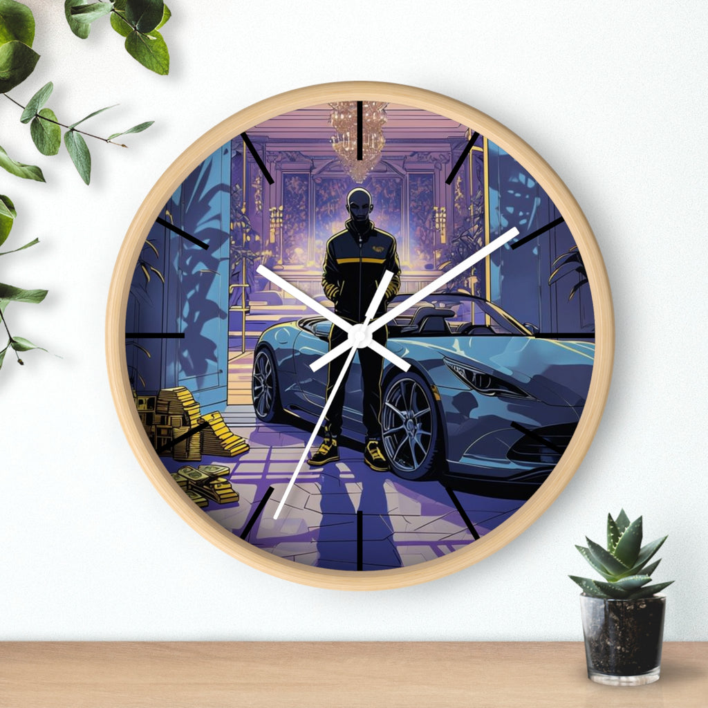 Luxury Sports Car Wall Clock — Modern Gangster Mansion Scene