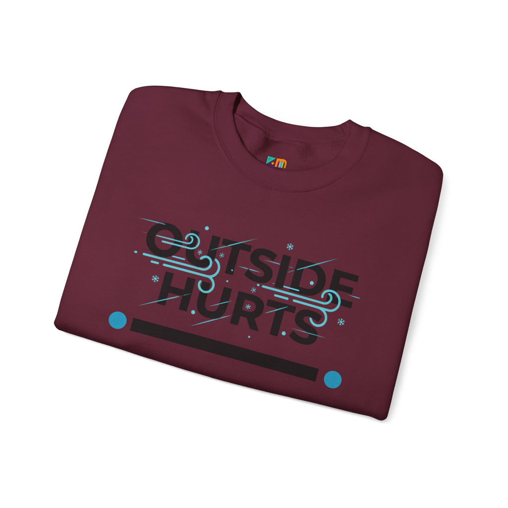OUTSIDE HURTS Sweatshirt | Winter meme, Cold humor minimalist crewneck