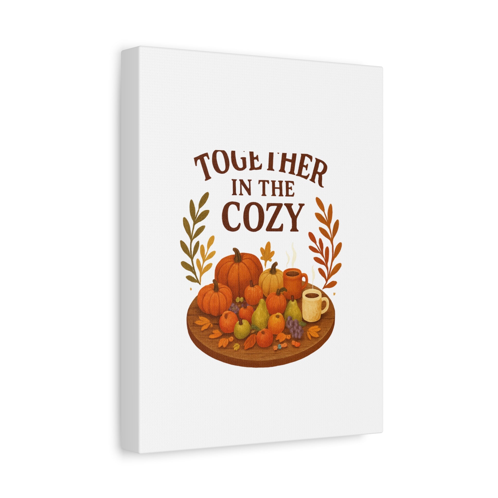 Fall Harvest Cozy Canvas Wall Art – "In The Cozy" Pumpkin & Coffee Autumn Decor